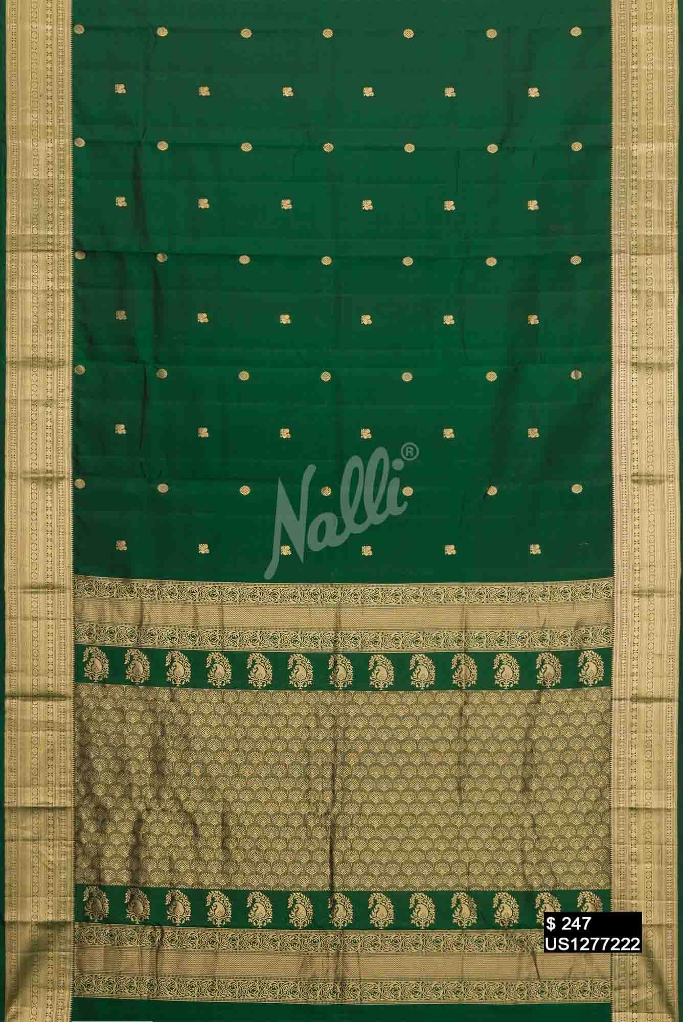 Bottle Green Kanchipuram Silk Saree