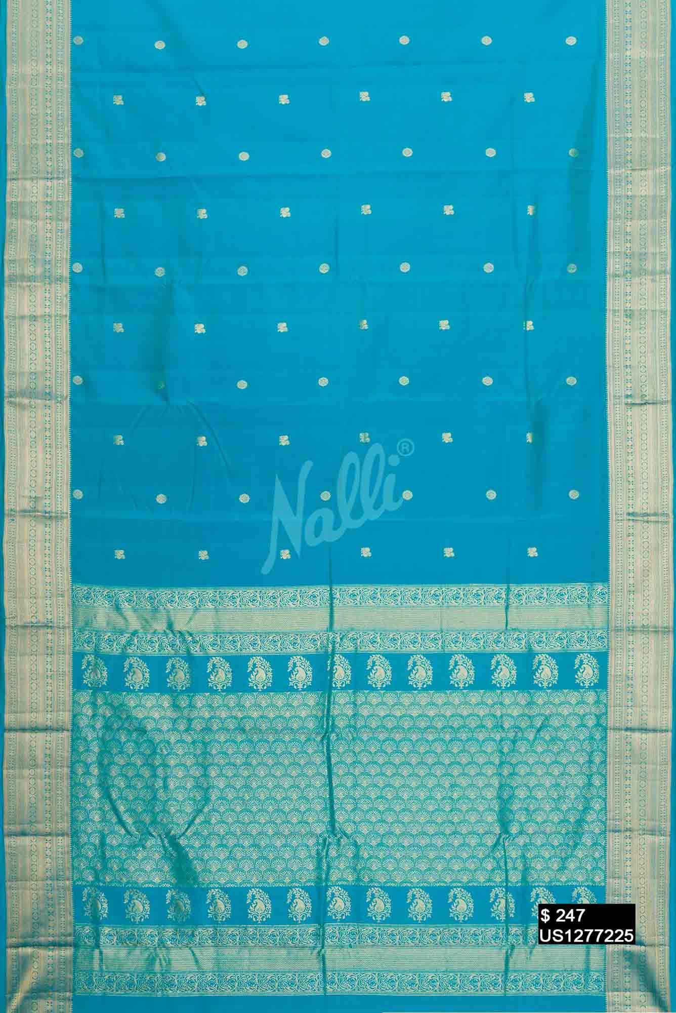 Sky Blue Kanchipuram Silk Saree