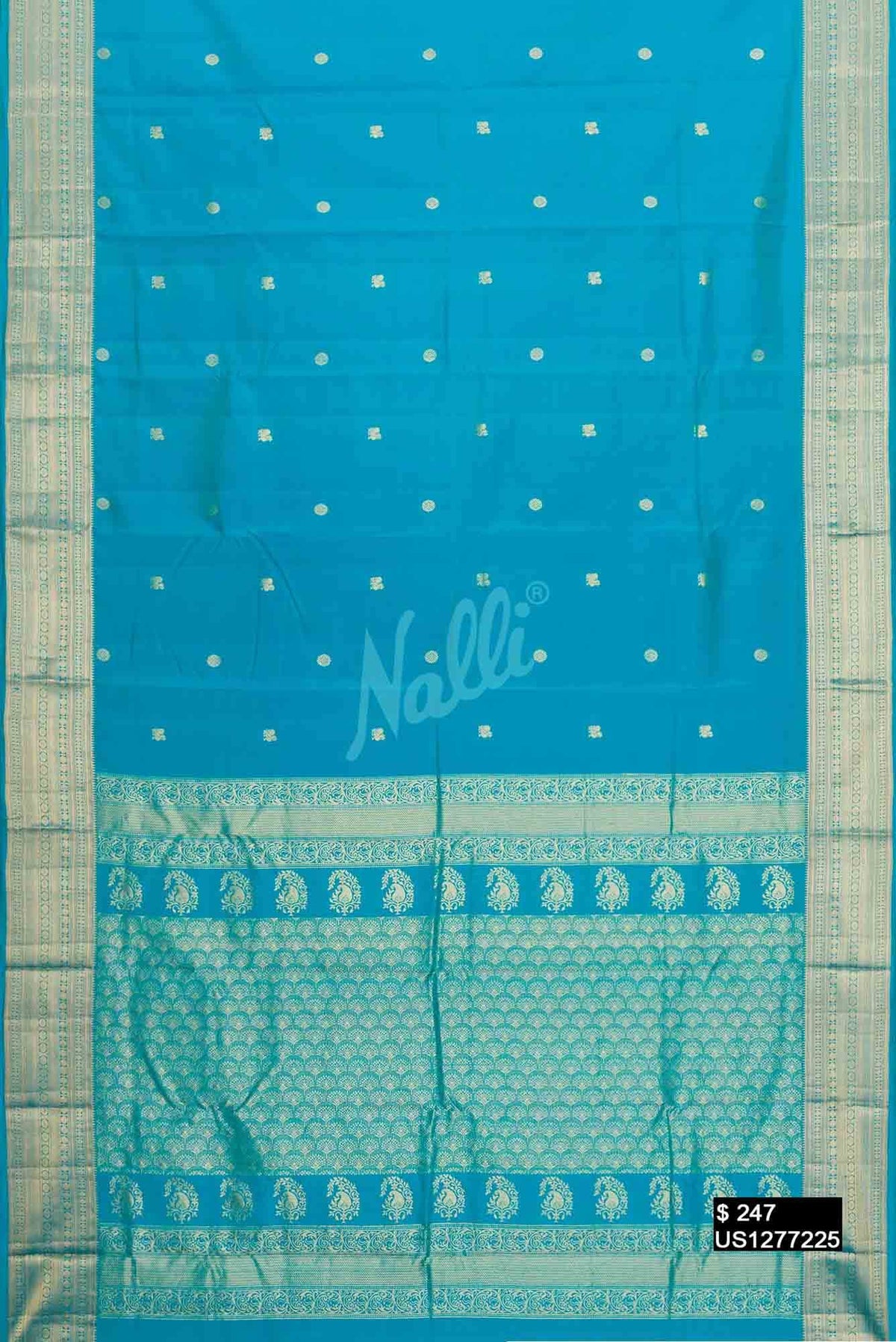 Sky Blue Kanchipuram Silk Saree