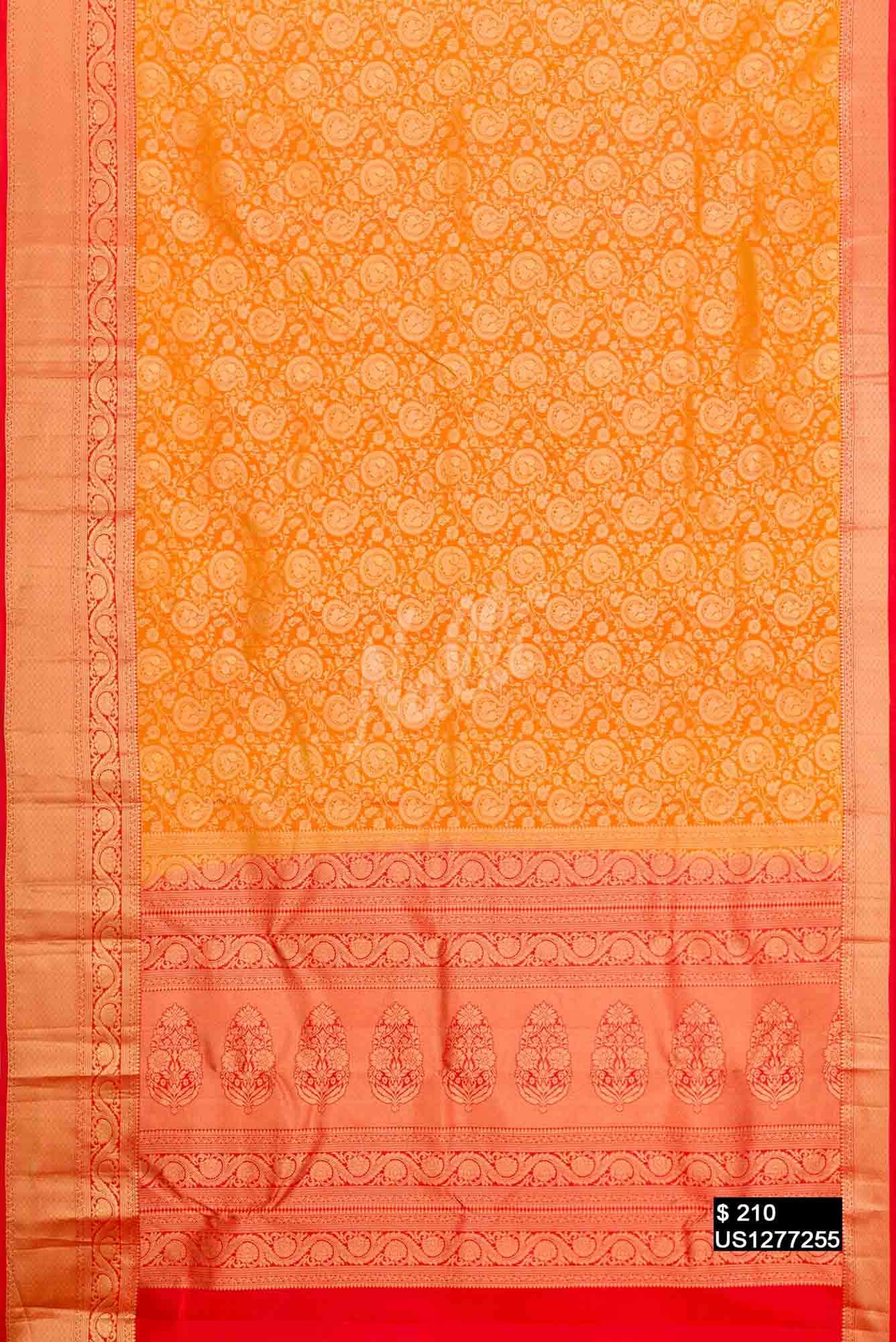 Mustard Kanchipuram Silk Saree
