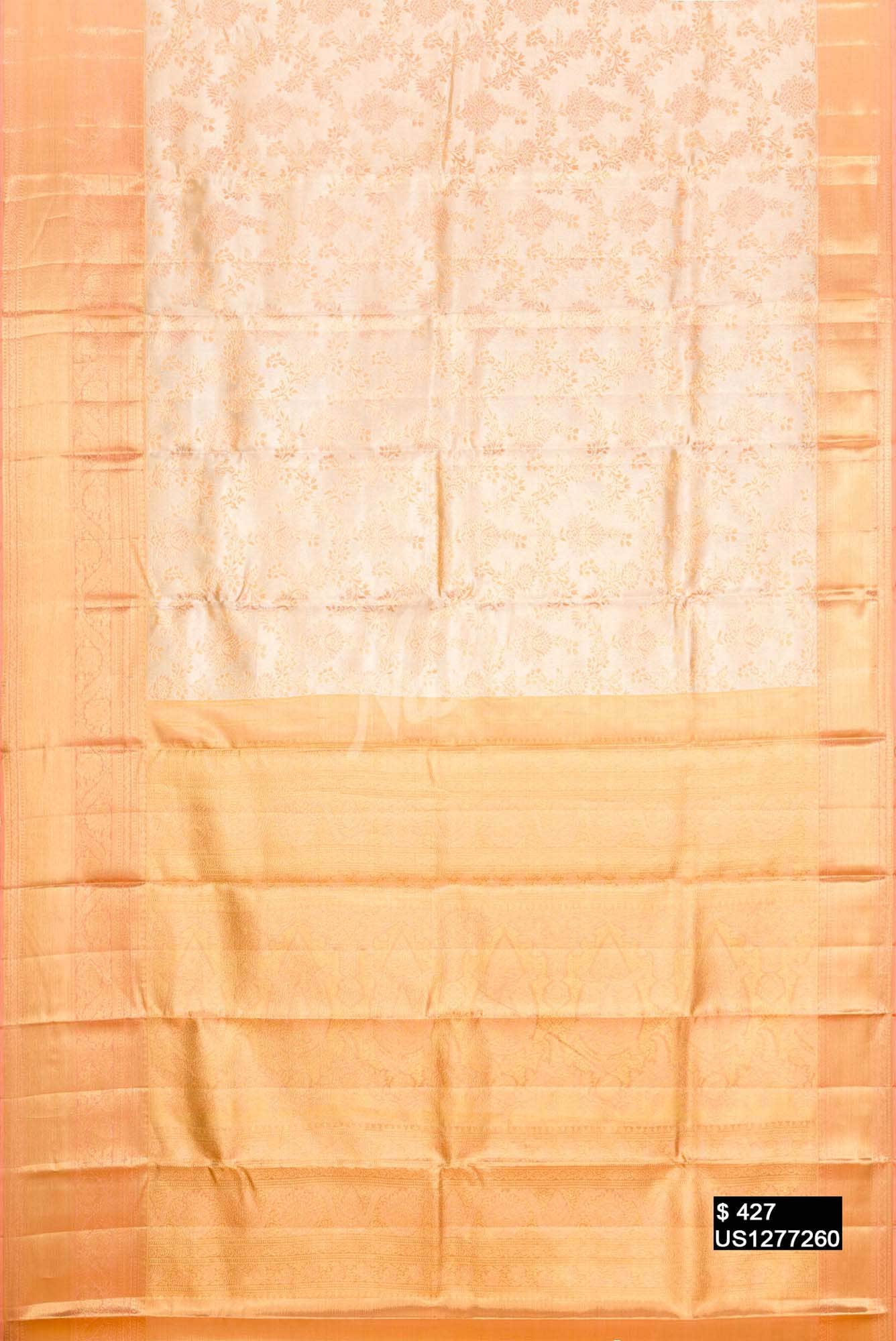 Peach Kanchipuram Tissue Silk Saree