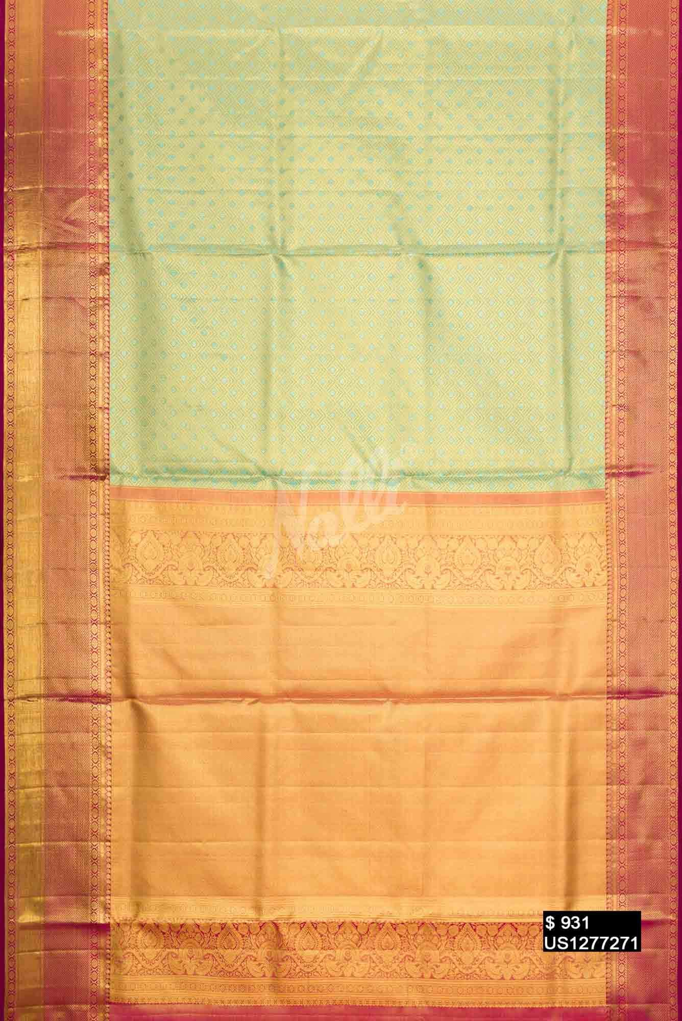 Light Green Kanchipuram Tissue Silk Saree
