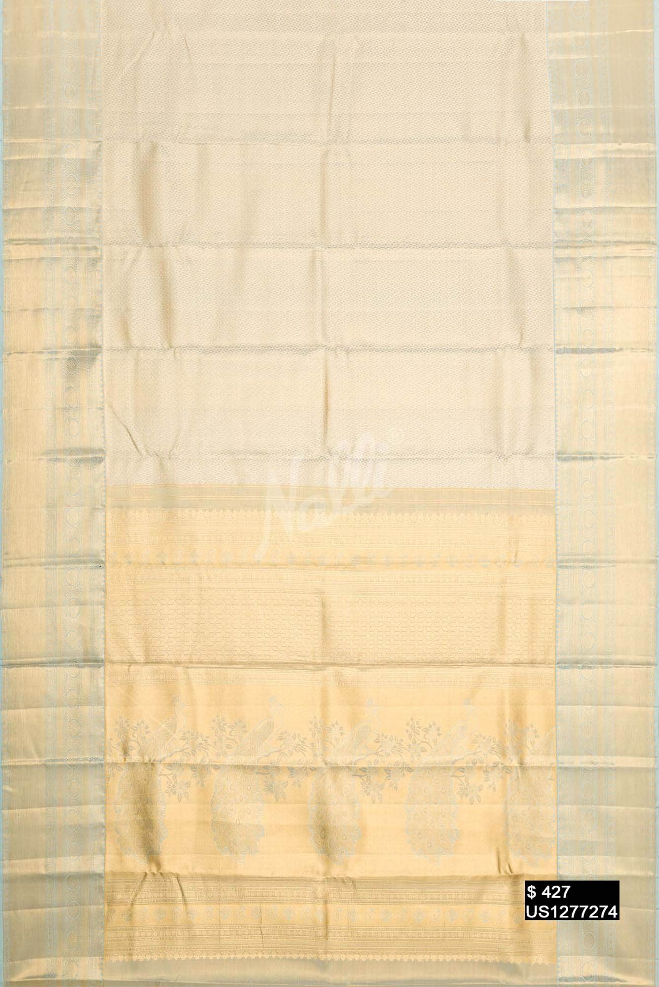 Blue Grey Kanchipuram Tissue Silk Saree
