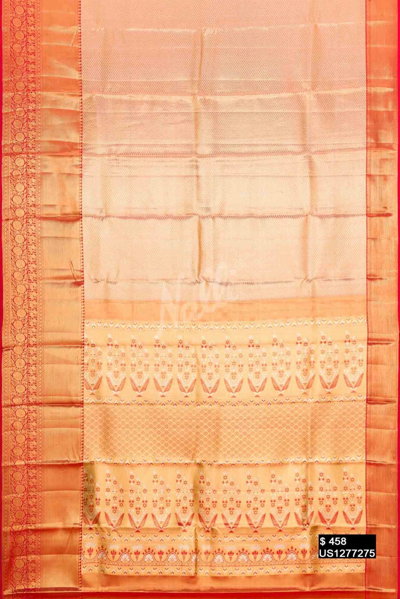 Red Kanchipuram Tissue Silk Saree