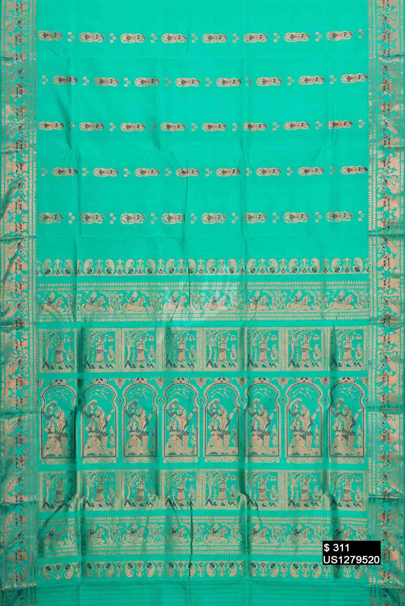Sea Green Baluchari Silk Saree