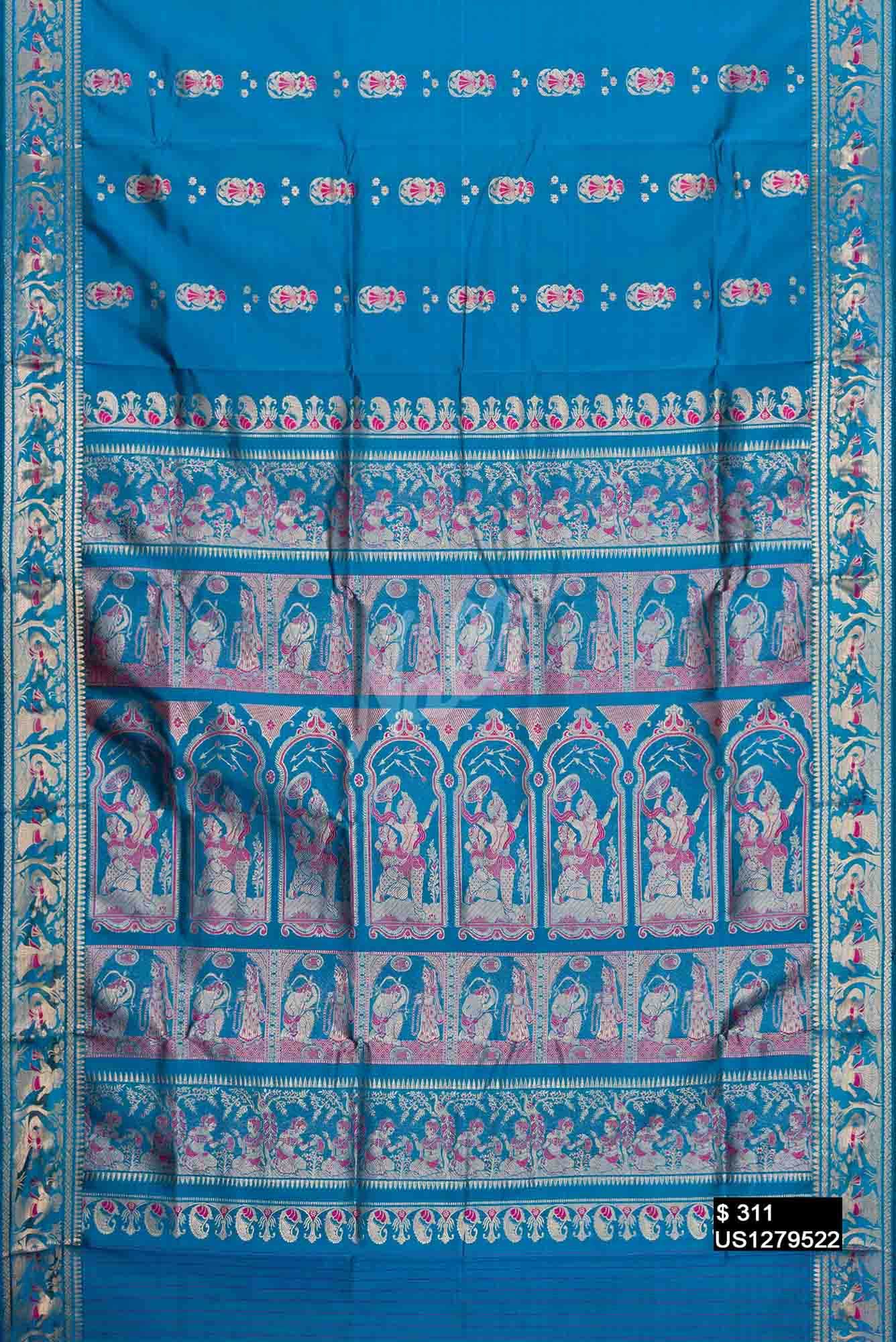 Maya Blue Baluchari Silk Saree