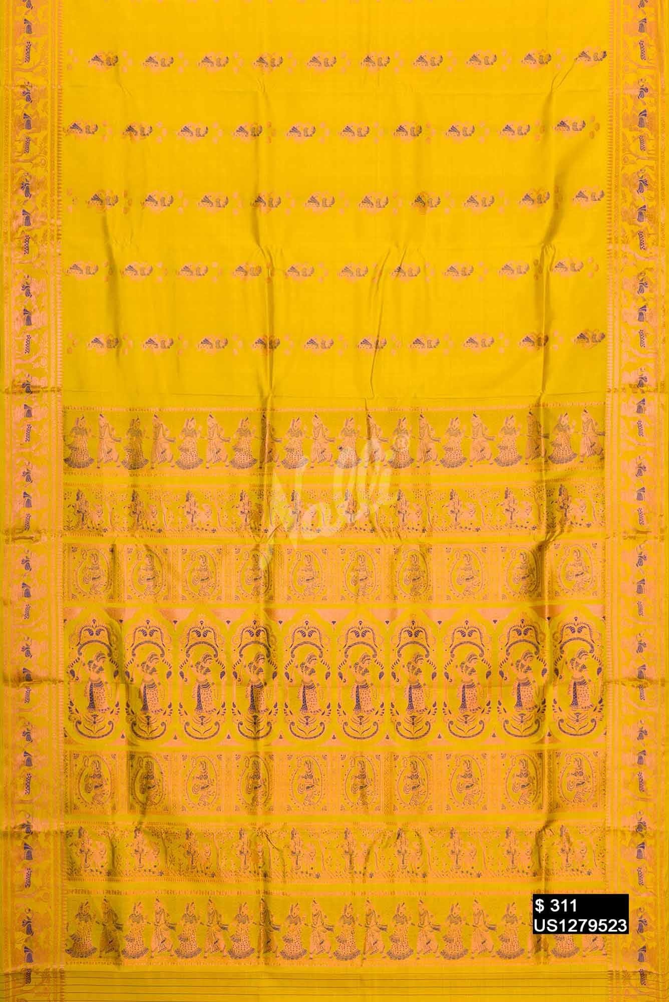 Mehandi Green Baluchari Silk Saree
