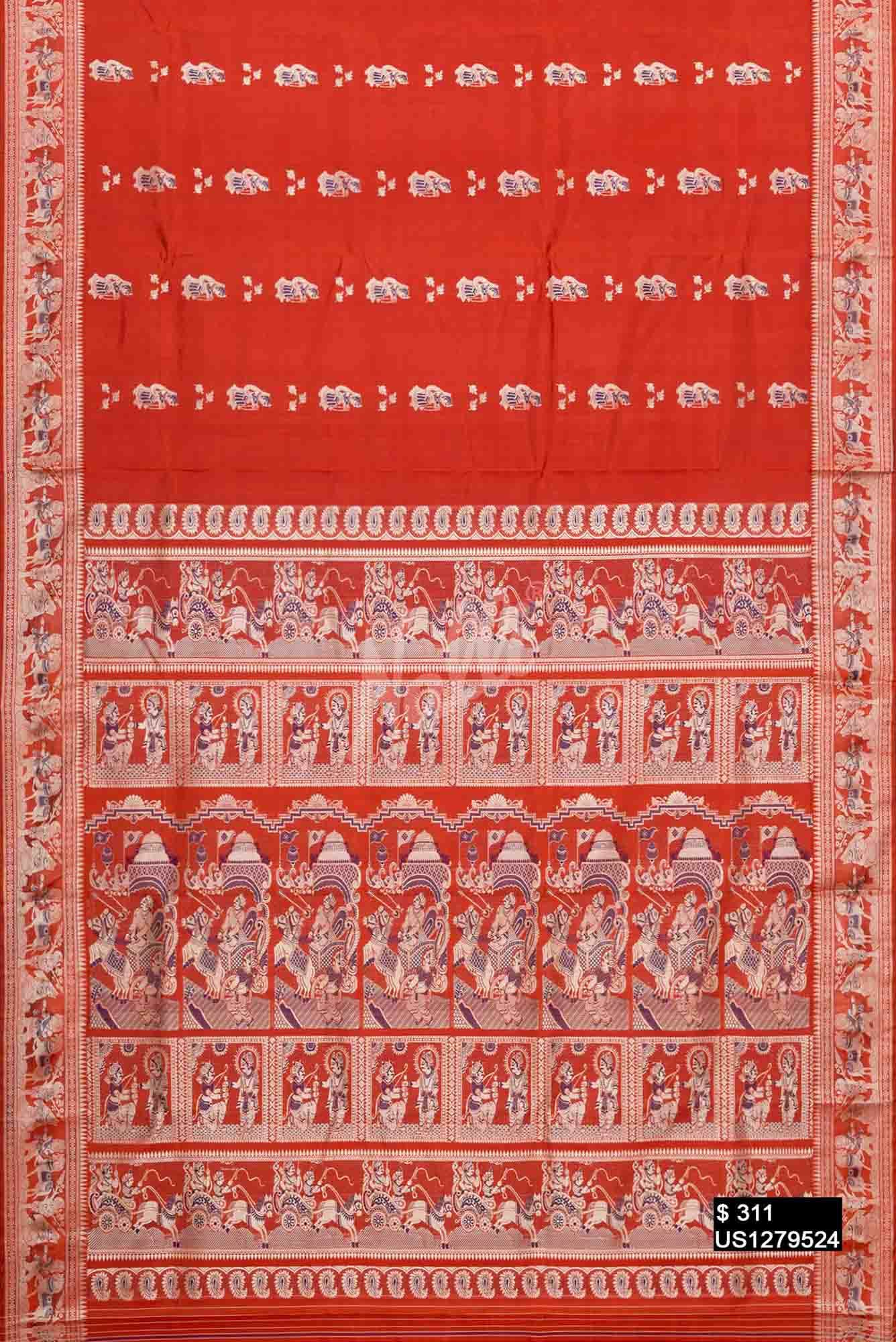 Brick Orange Baluchari Silk Saree