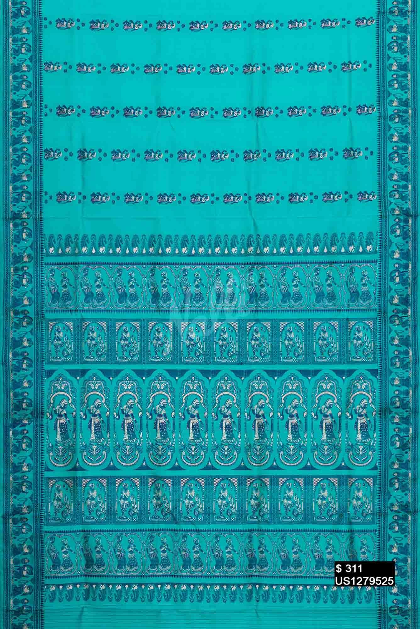 Peacock Blue Baluchari Silk Saree