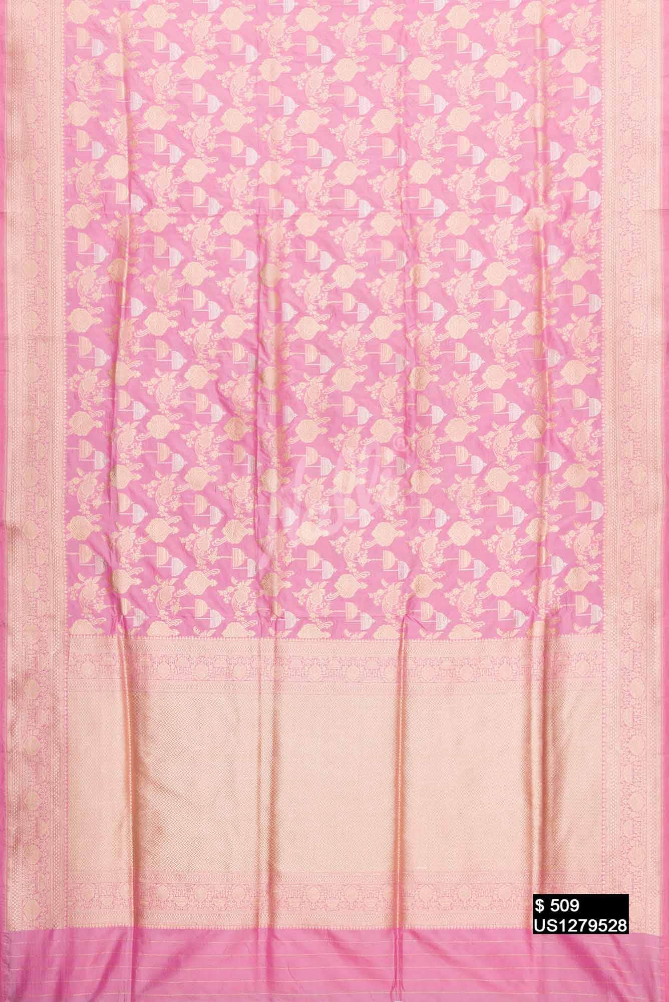 Pink Banarasi Silk Saree