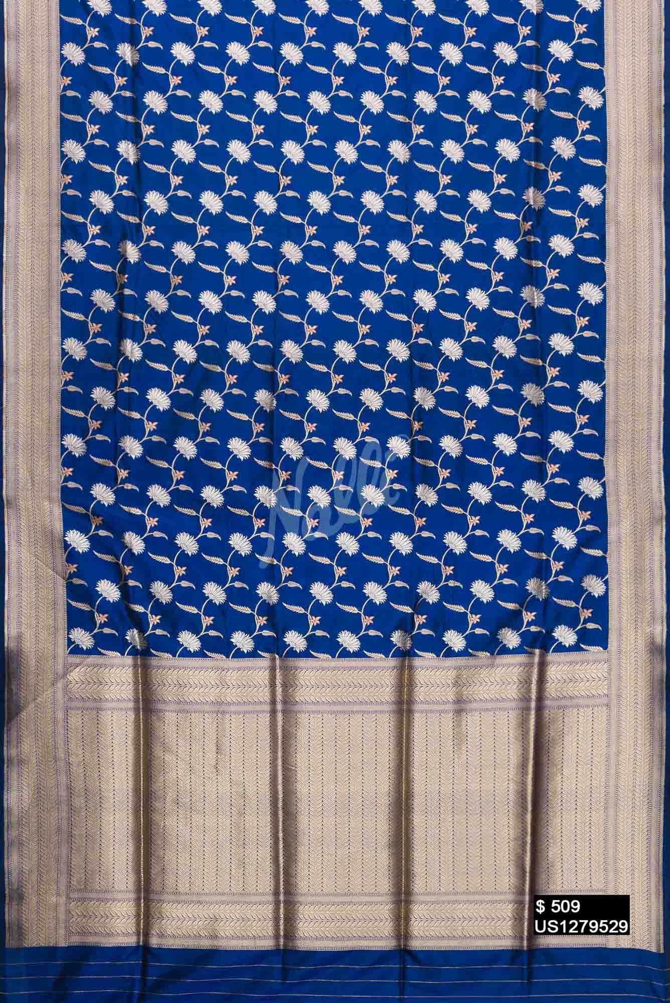 Navy Blue Banarasi Silk Saree