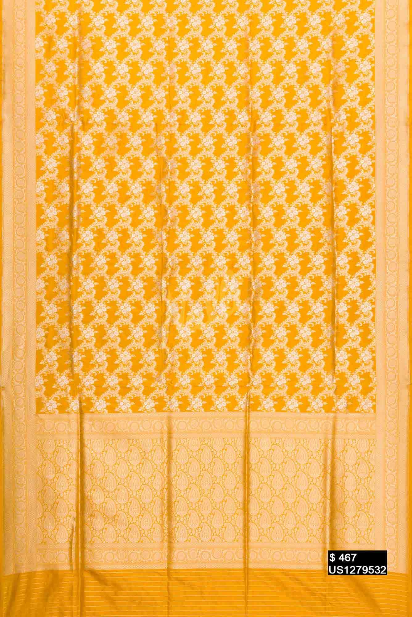 Mustard Banarasi Silk Saree