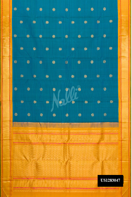 Peacock Blue Kanchipuram Silk Saree
