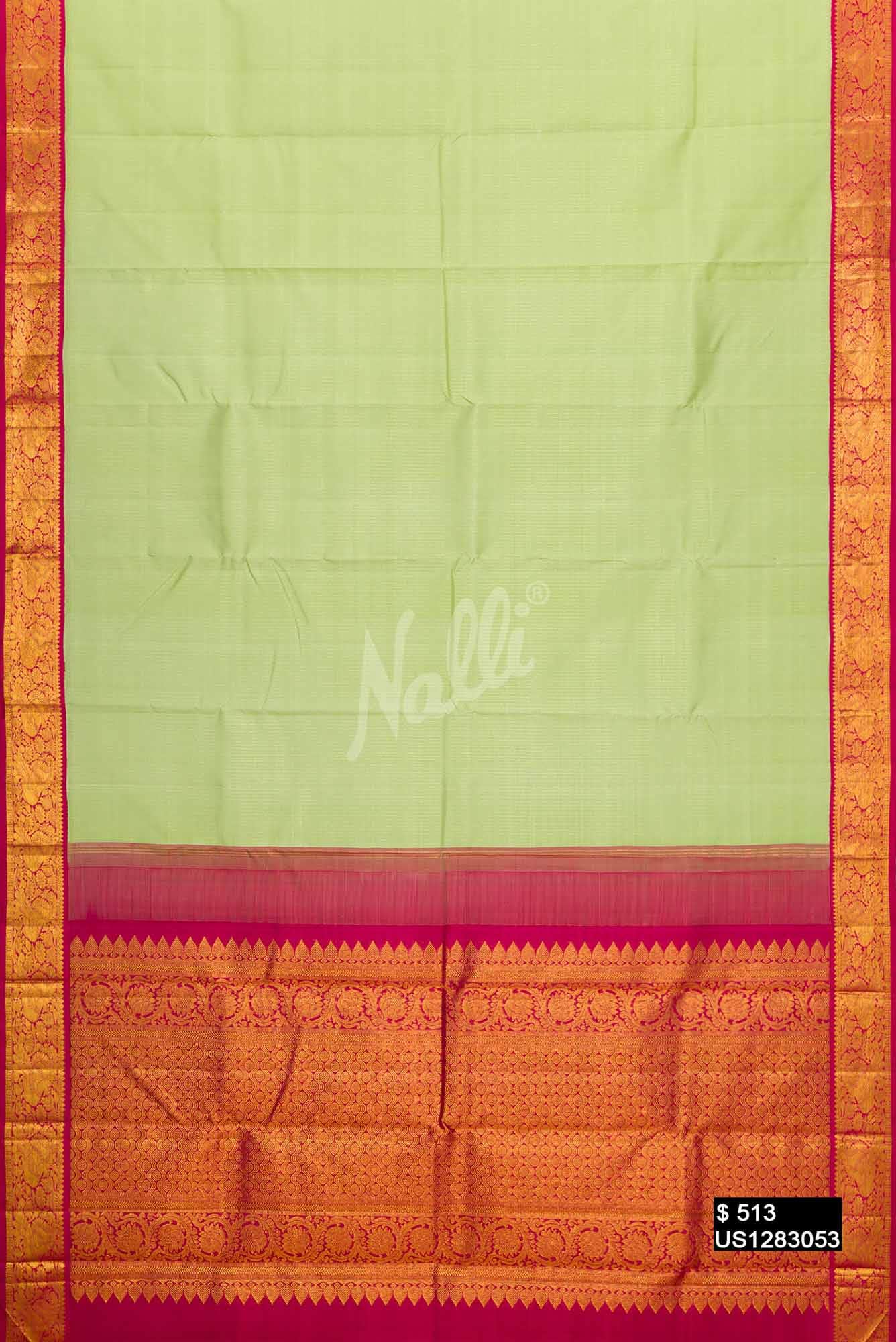 Pista Green Kanchipuram Silk Saree