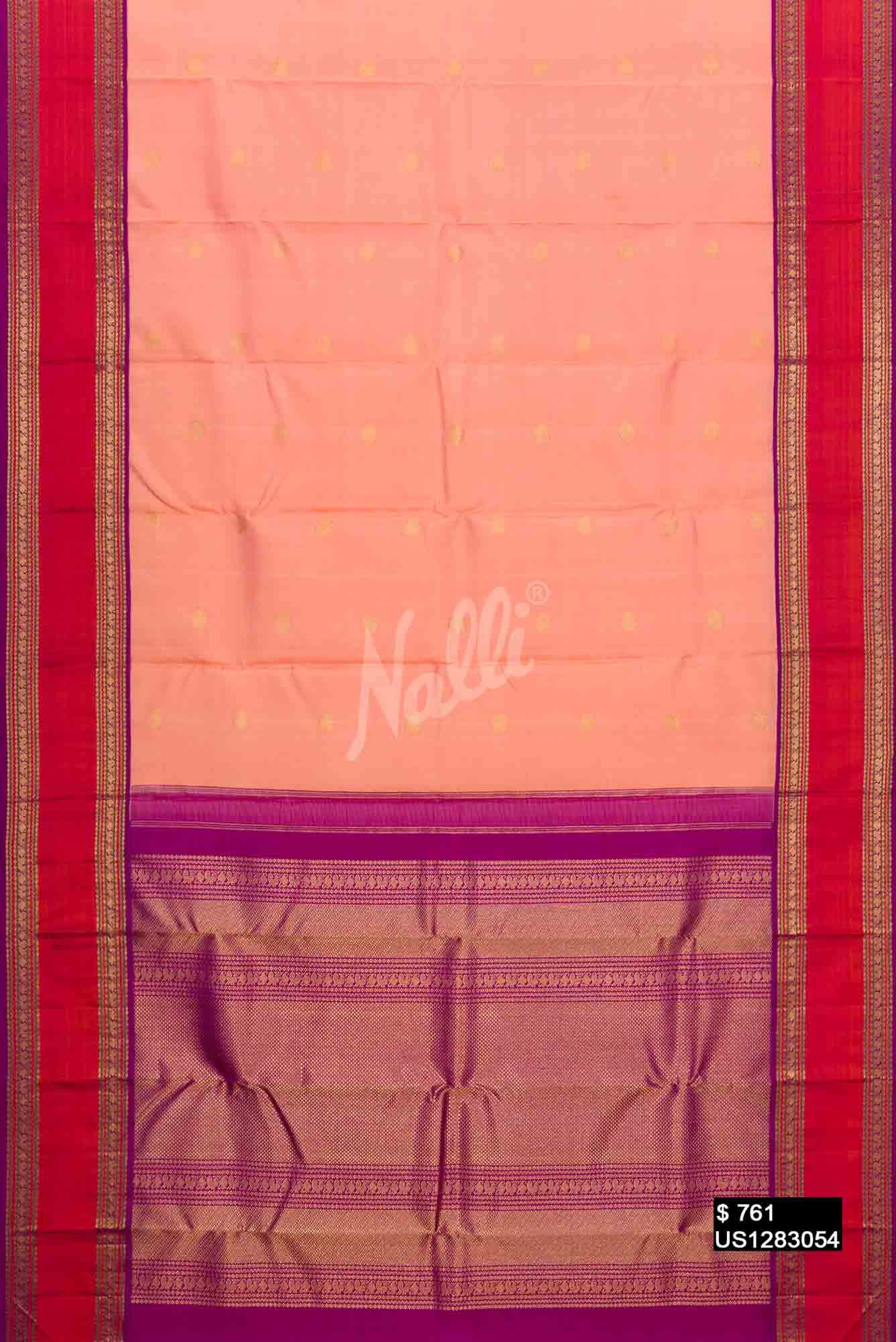 Peach Kanchipuram Silk Saree