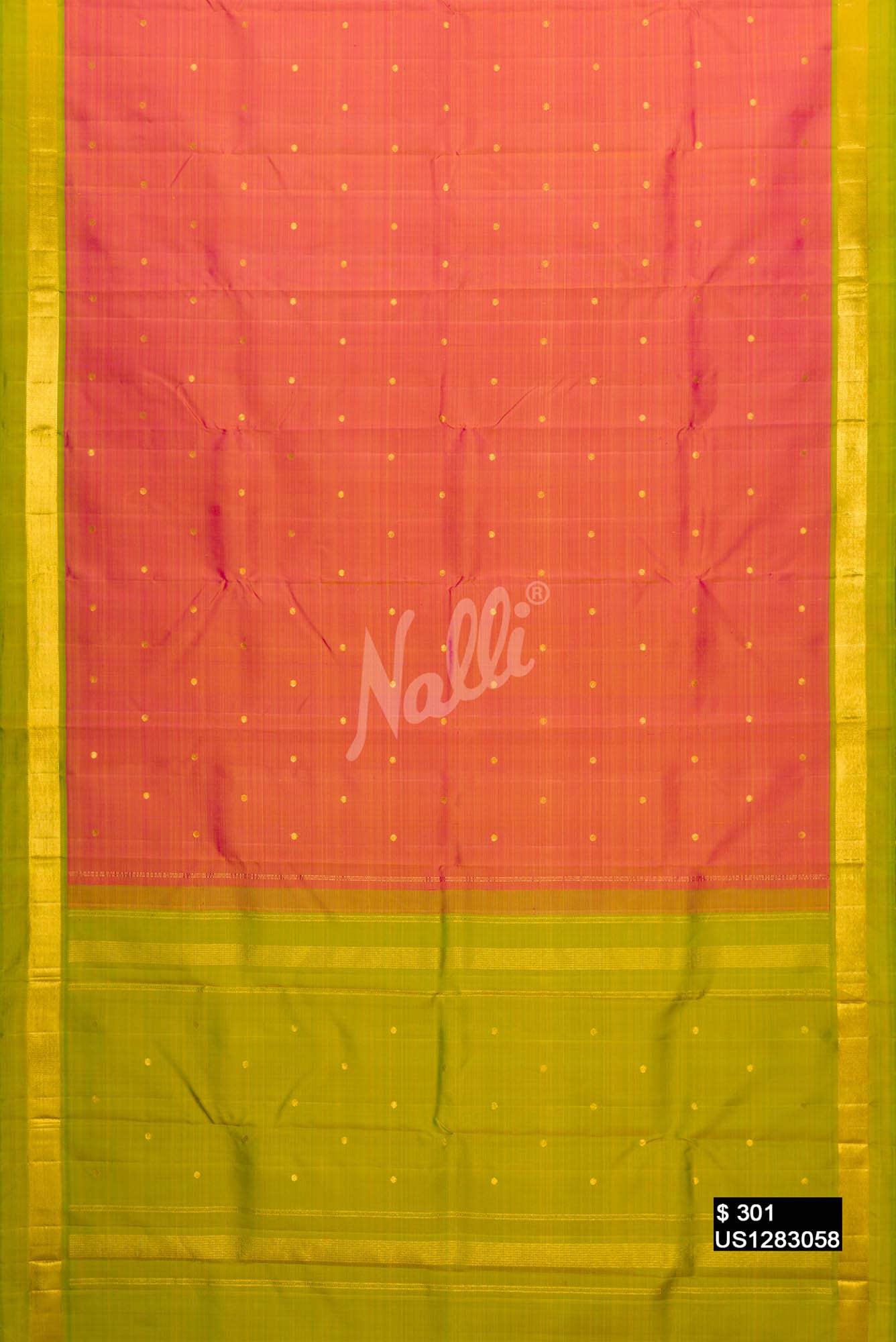 Pinkish Yellow Kanchipuram Silk Saree