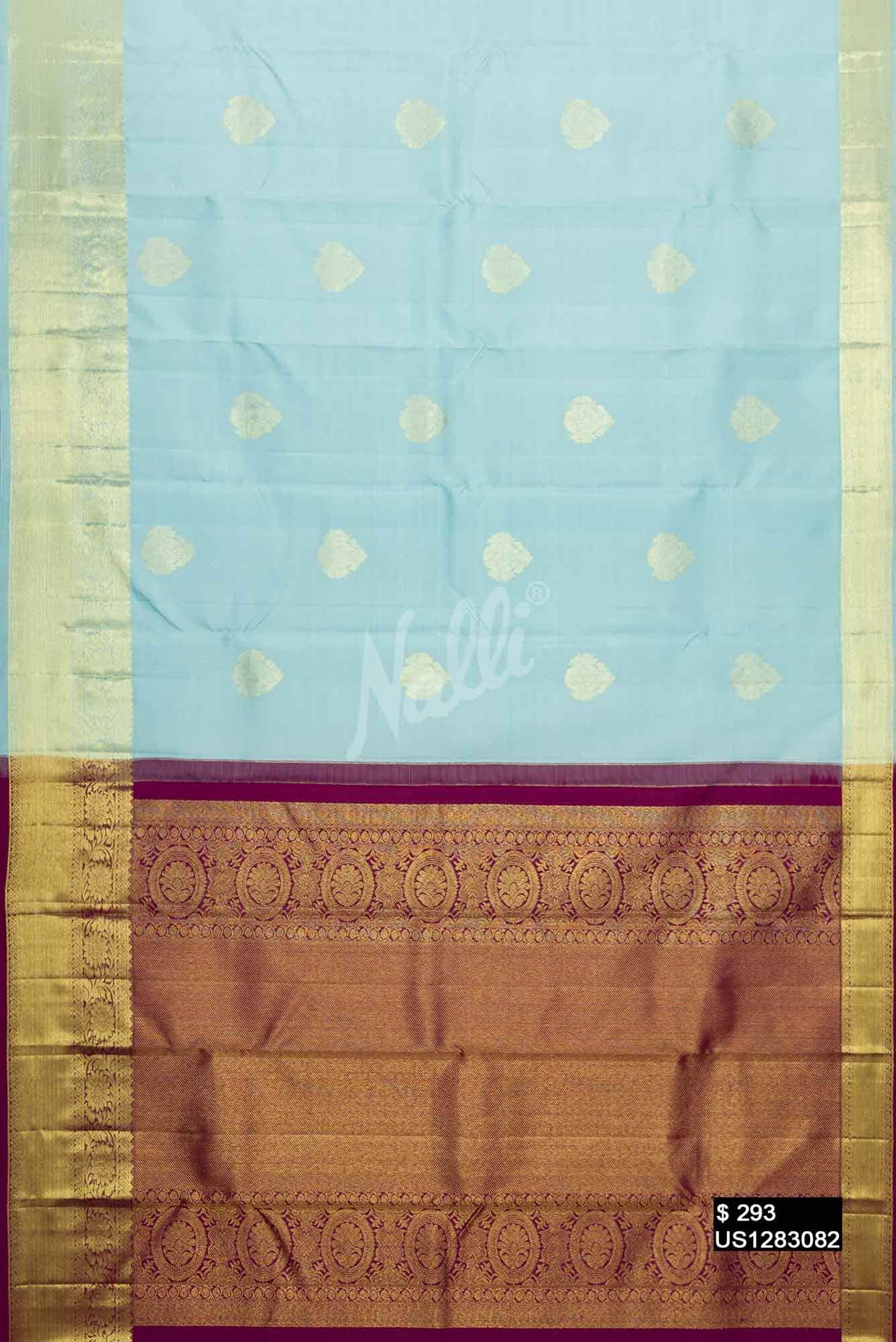 Sky Blue Kanchipuram Silk Saree