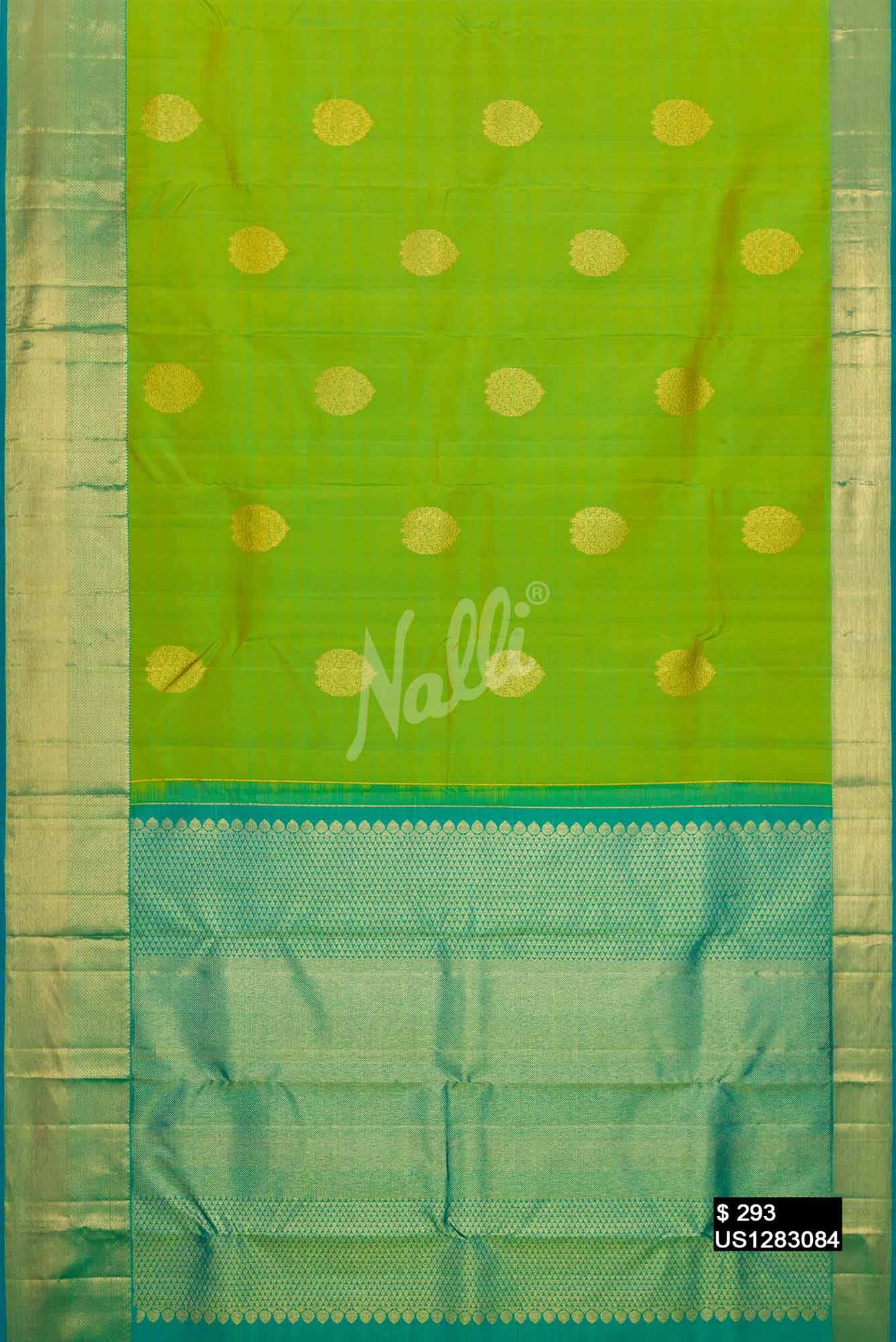 Parrot Green Kanchipuram Silk Saree