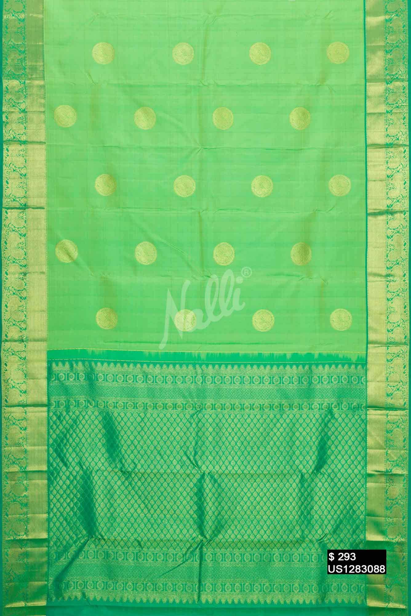 Parrot Green Kanchipuram Silk Saree