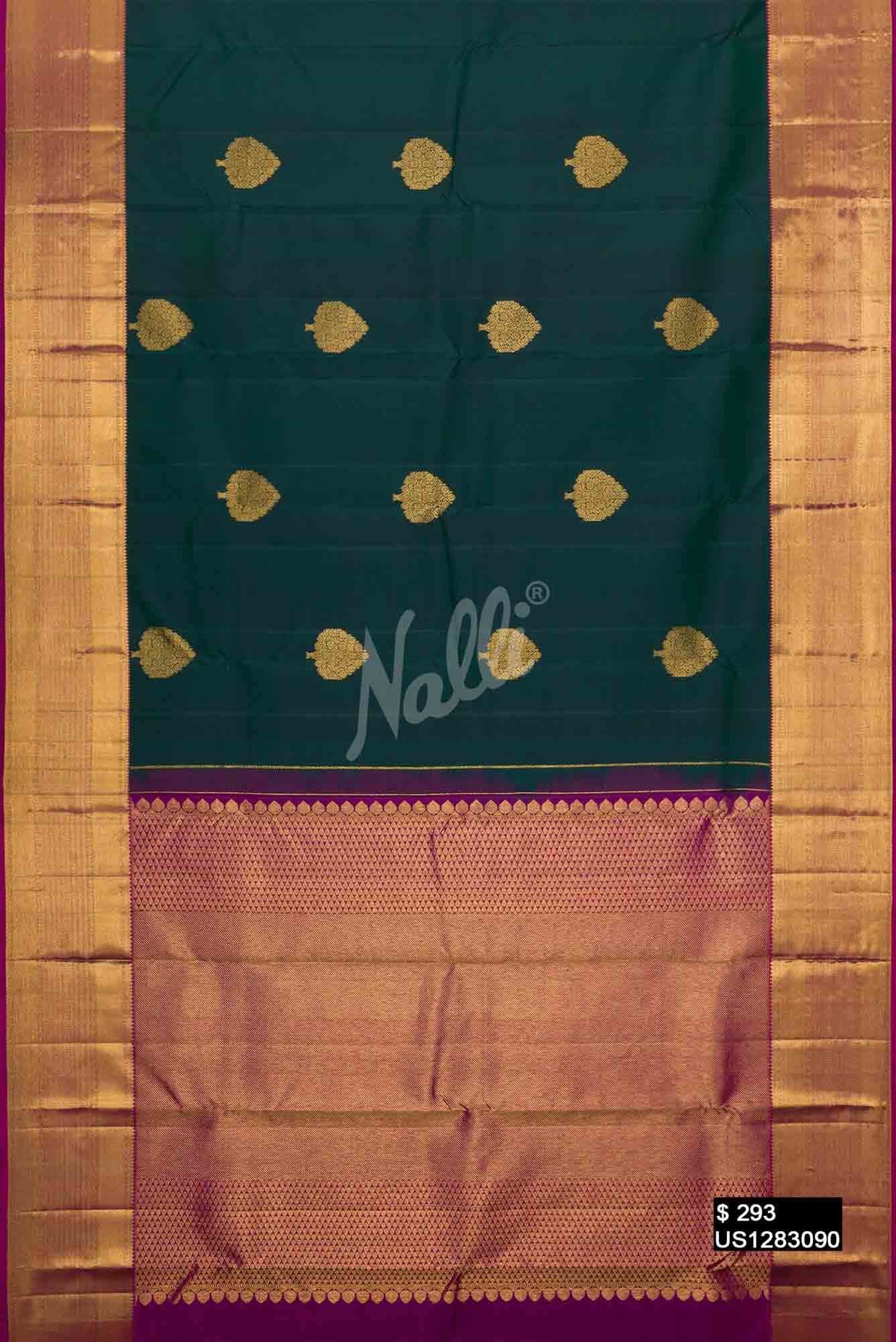 Bottle Green Kanchipuram Silk Saree