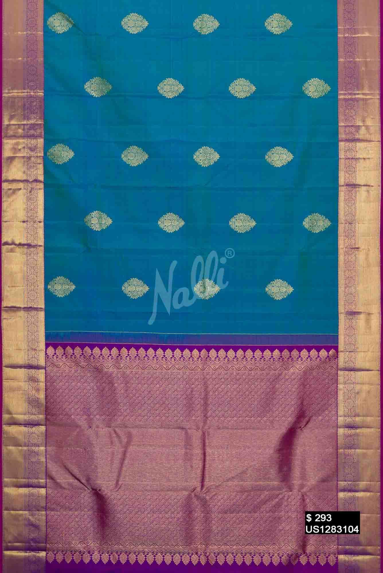 Peacock Blue Kanchipuram Silk Saree