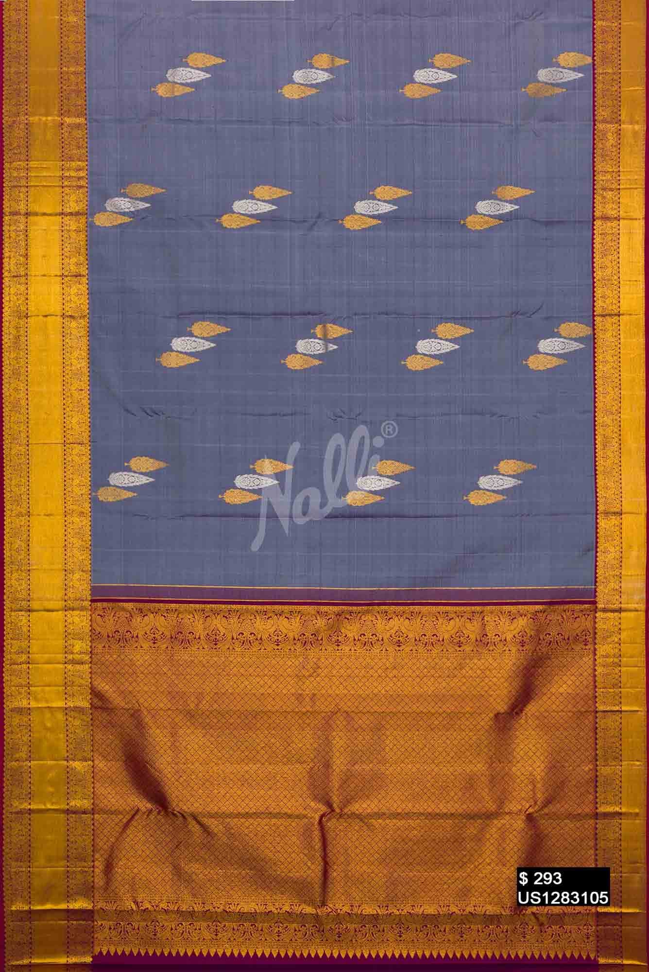 Grey Kanchipuram Silk Saree