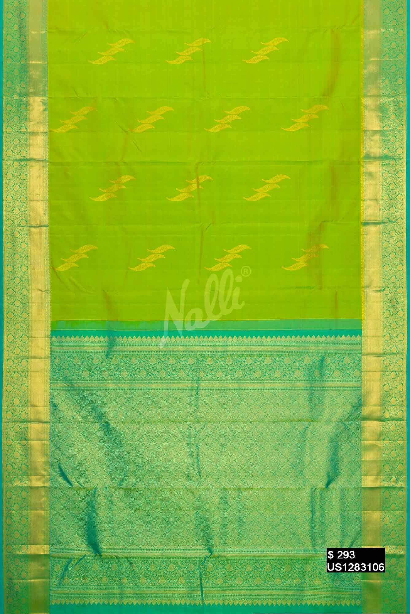 Parrot Green Kanchipuram Silk Saree