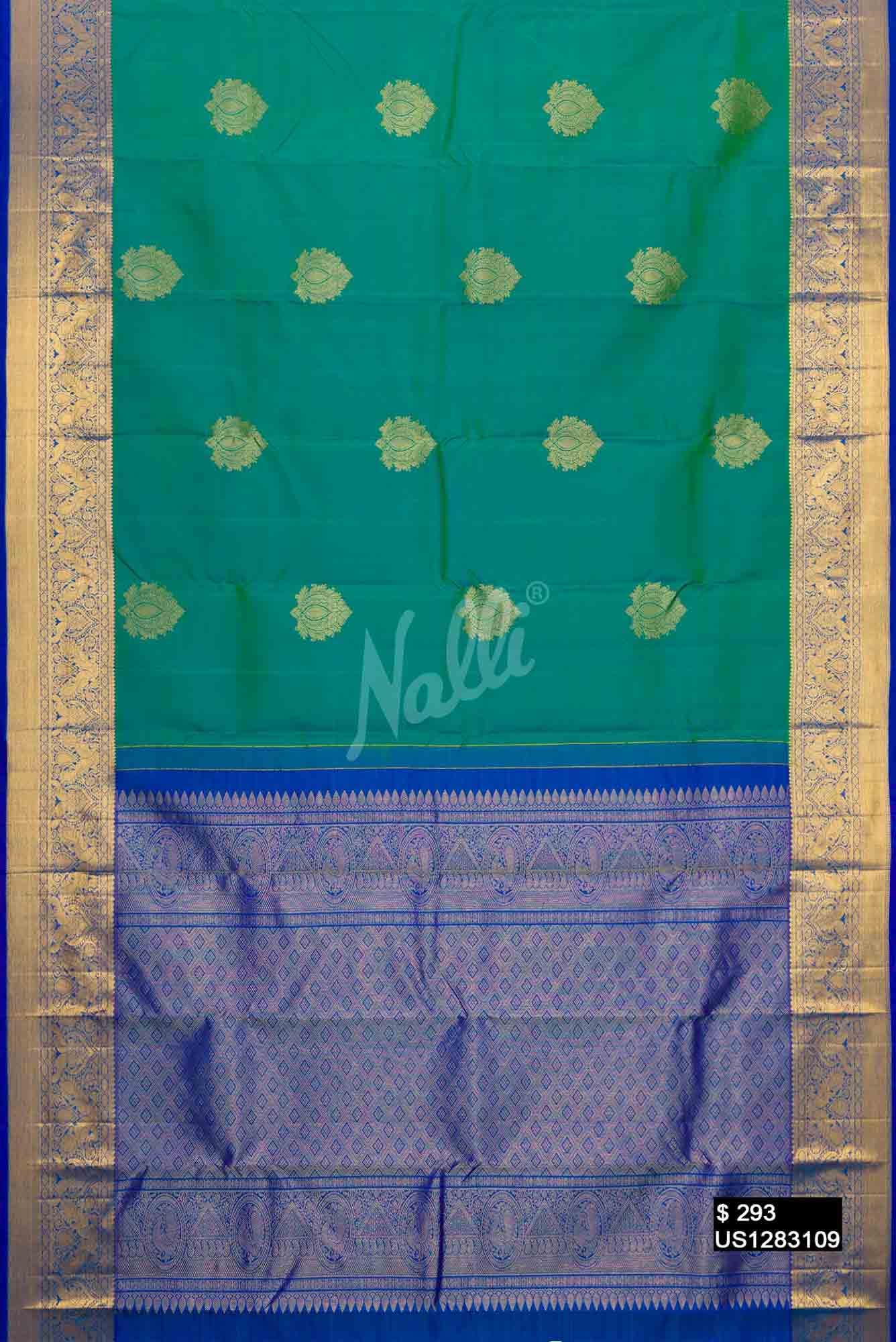 Sea Green Kanchipuram Silk Saree
