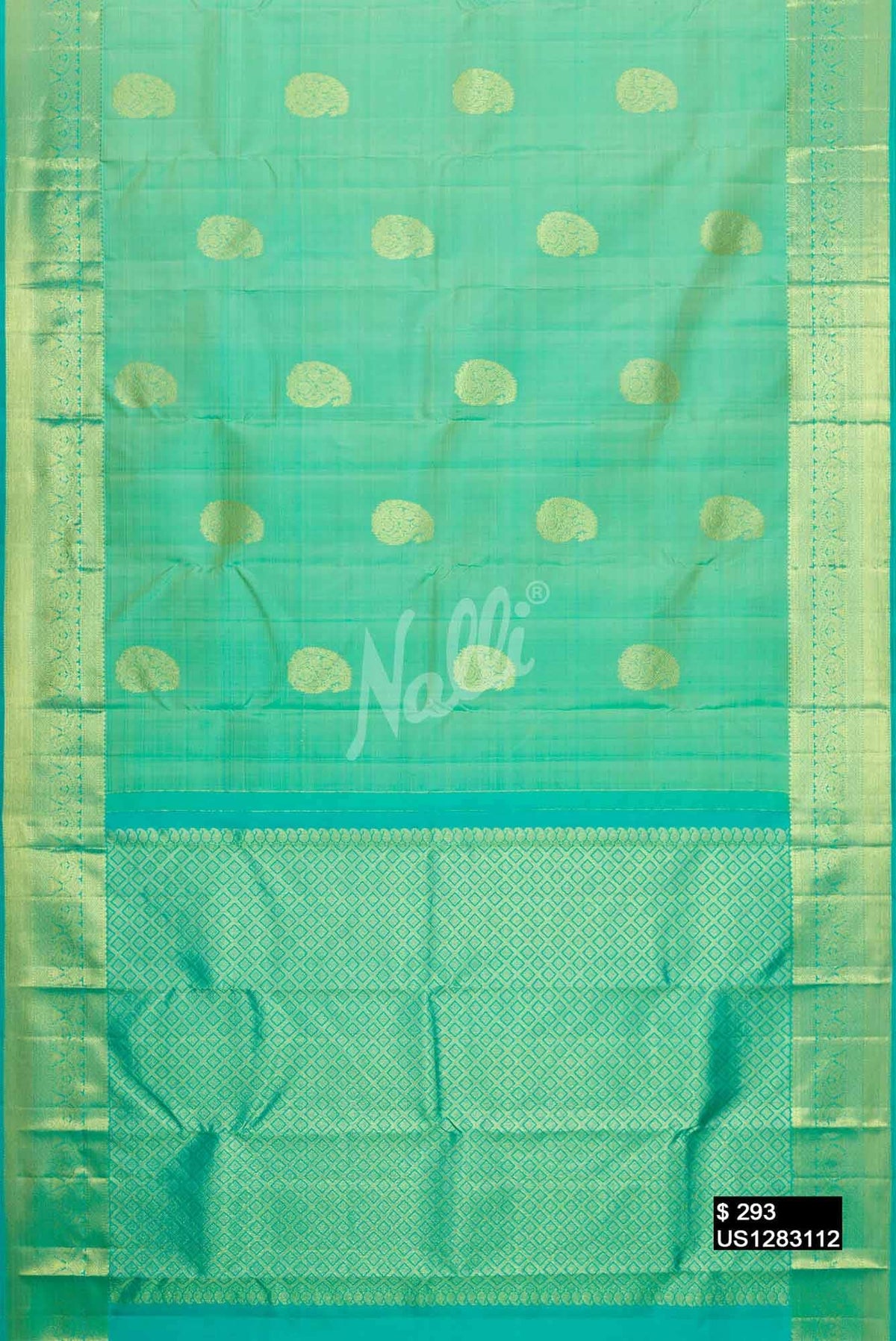 Sea Green Kanchipuram Silk Saree
