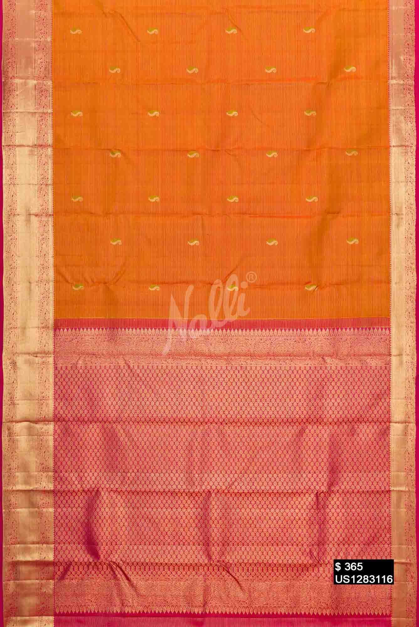 Mustard Kanchipuram Silk Saree