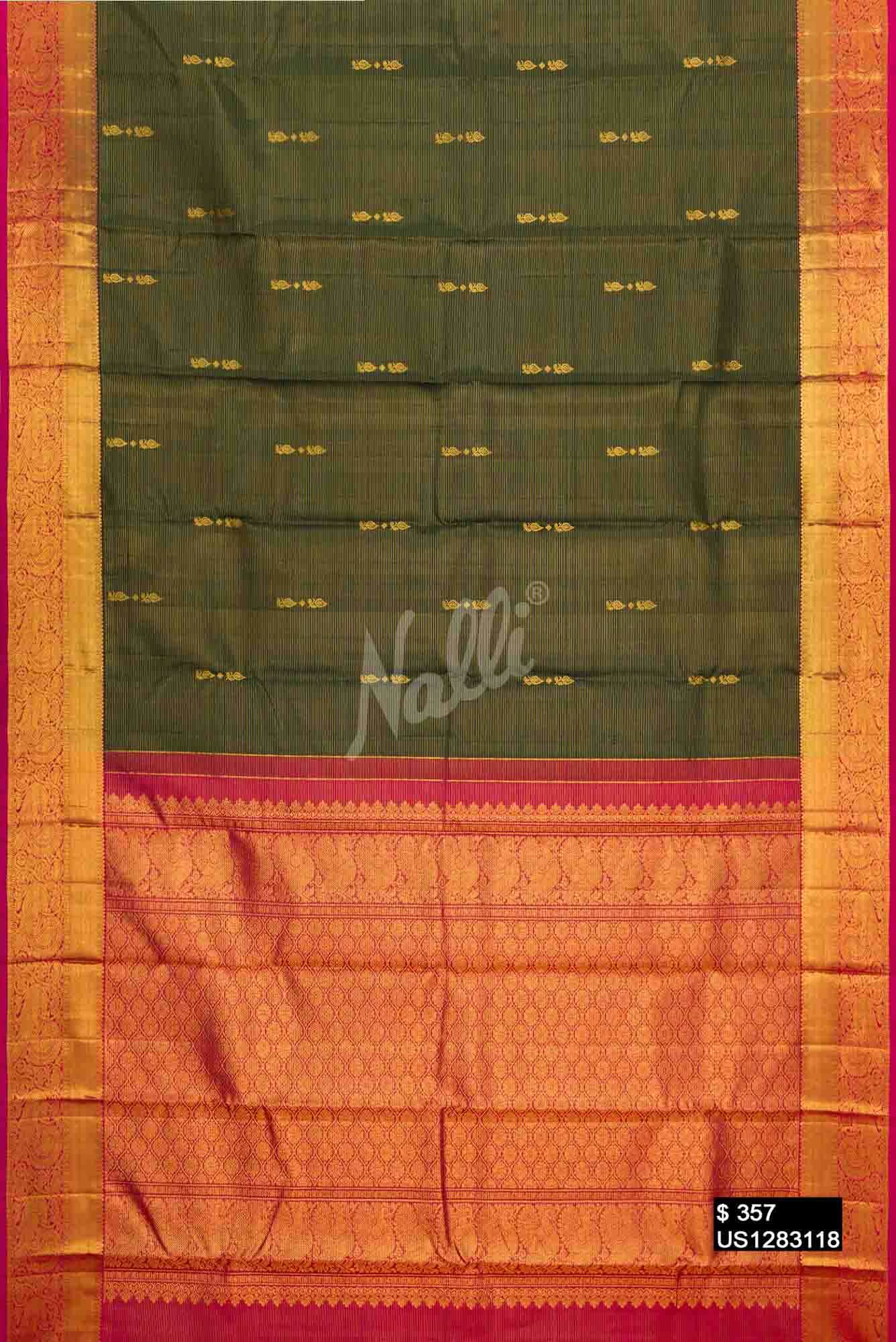 Peacock Blue Kanchipuram Silk Saree