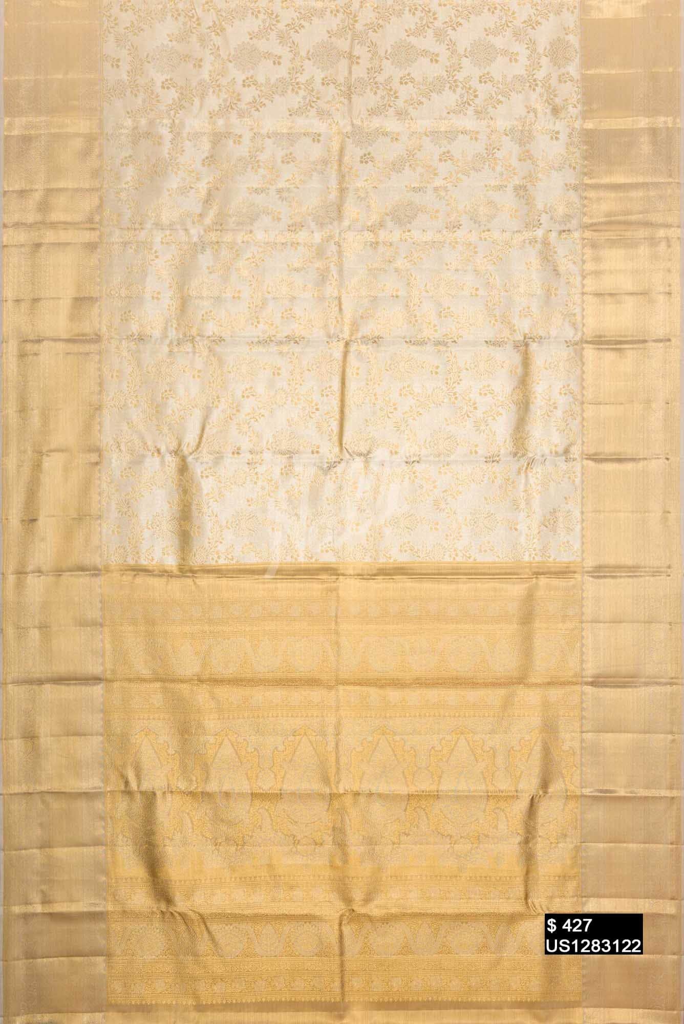 Silver Kanchipuram Tissue Silk Saree