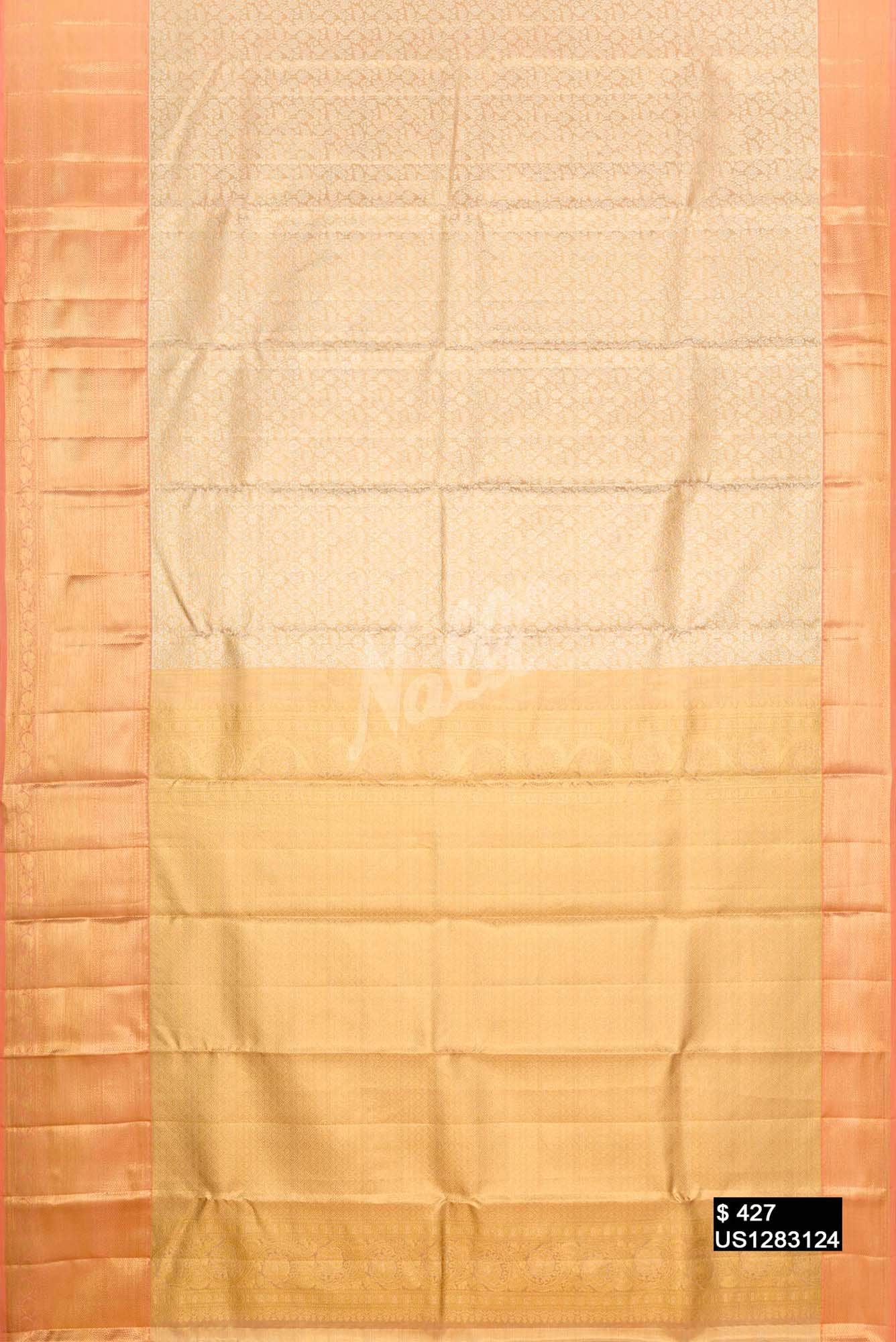 Golden Peach Kanchipuram Tissue Silk Saree