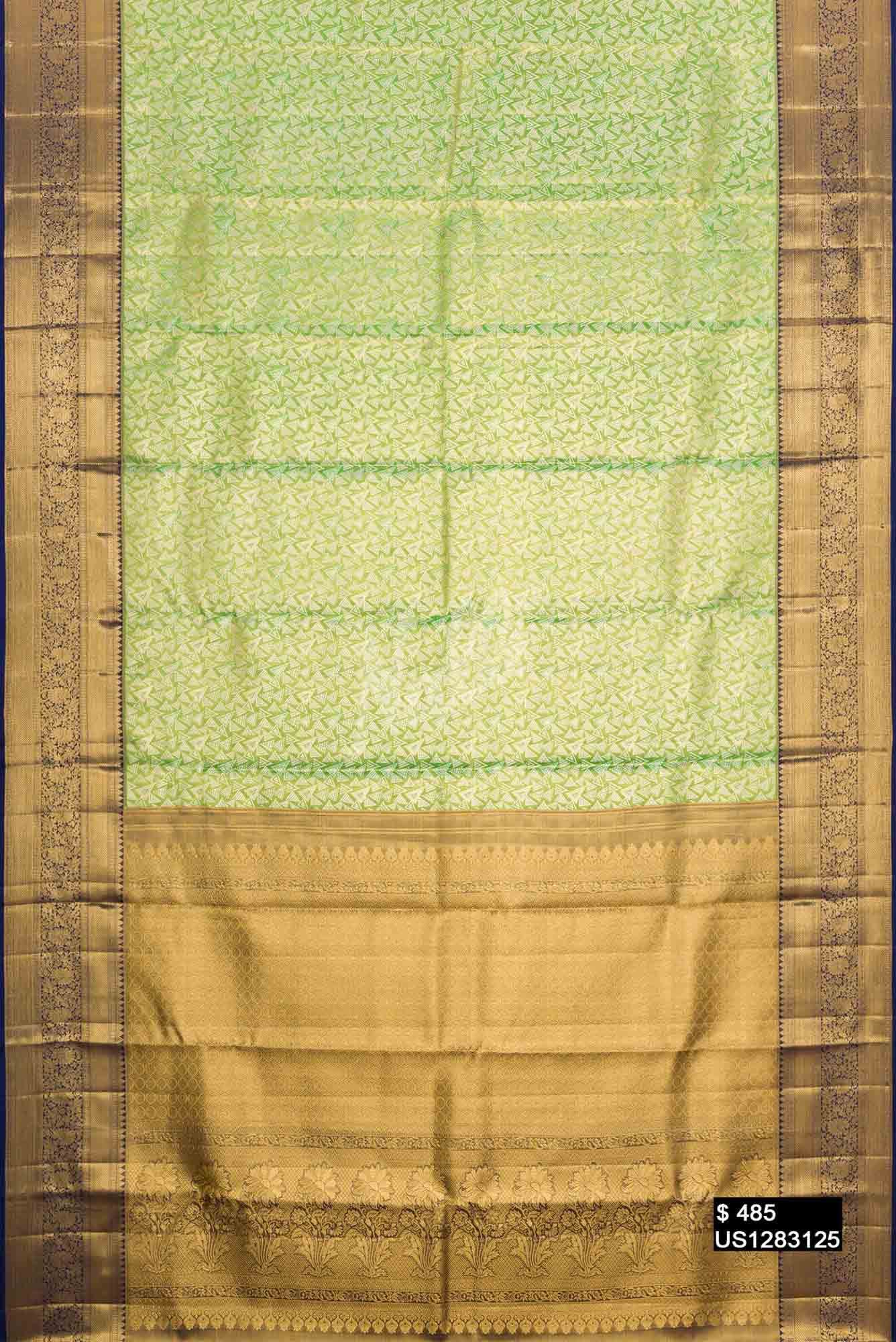 Parrot Green Kanchipuram Tissue Silk Saree