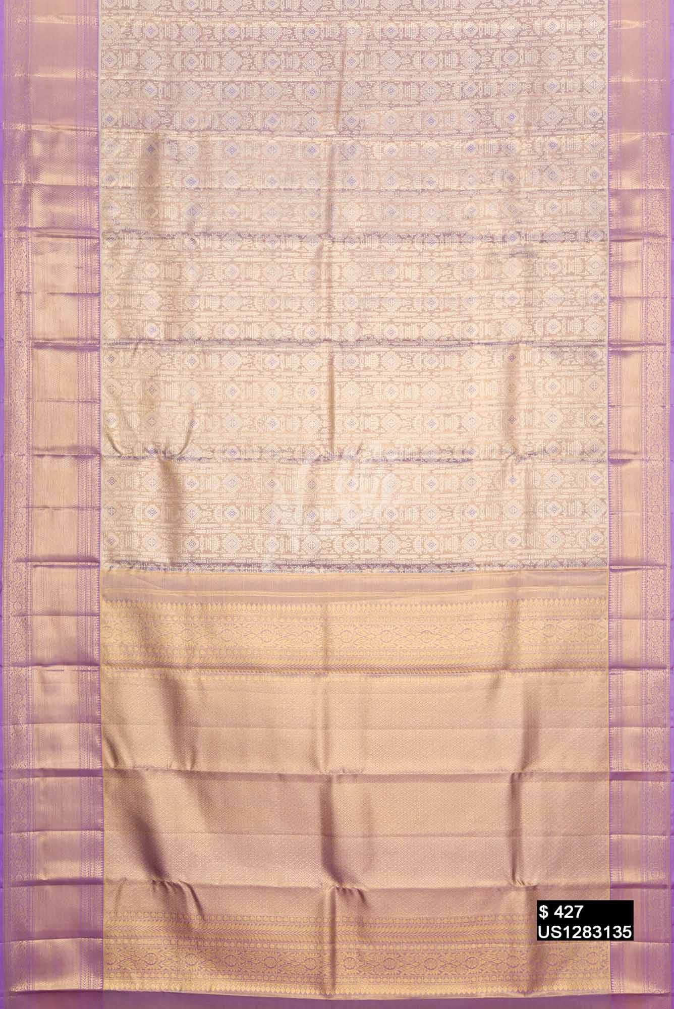 Lavender Kanchipuram Tissue Silk Saree