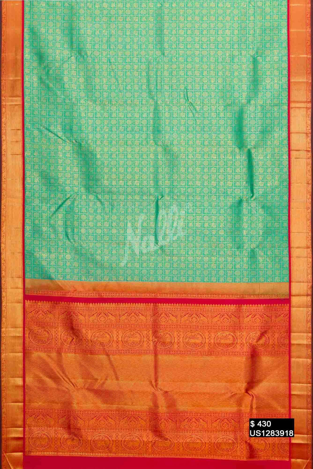 Sea Green Kanchipuram Silk Saree