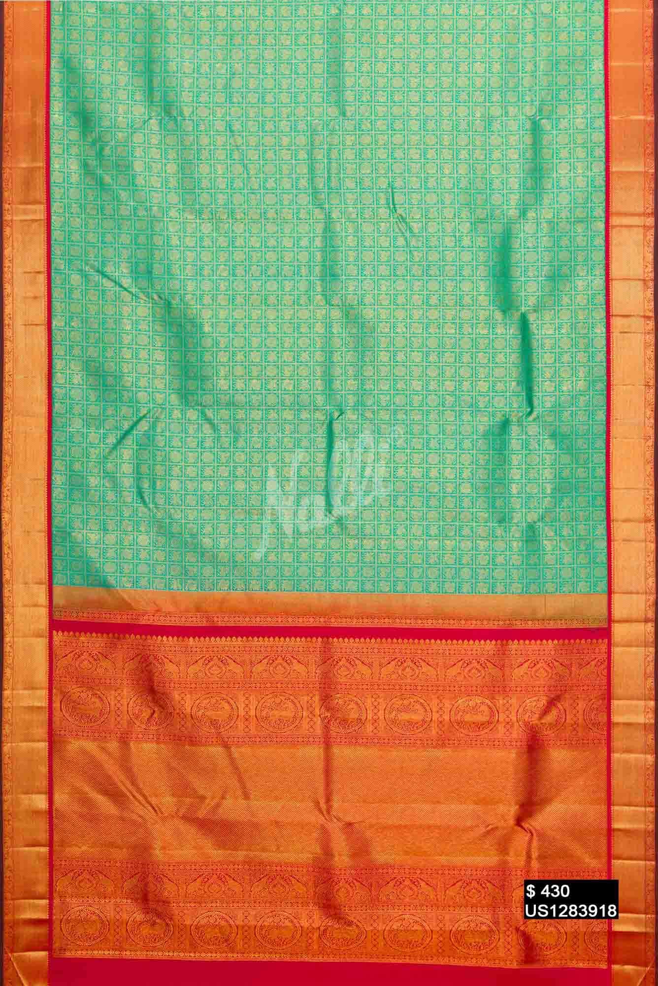 Sea Green Kanchipuram Silk Saree