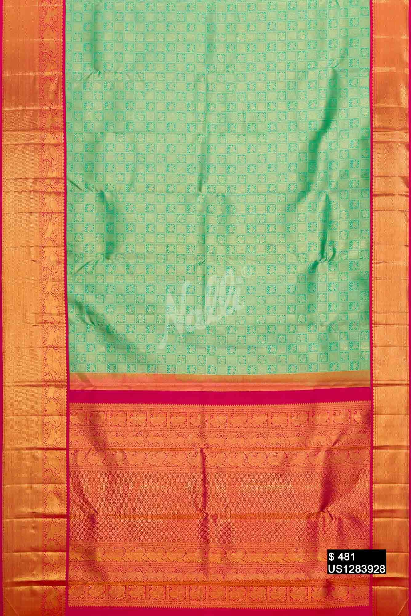 Sea Green Kanchipuram Silk Saree