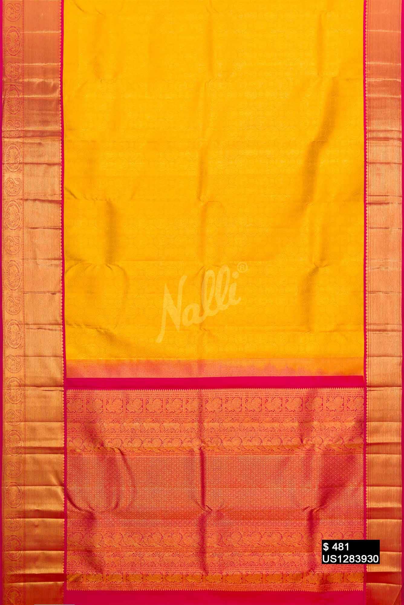 Yellow Kanchipuram Silk Saree
