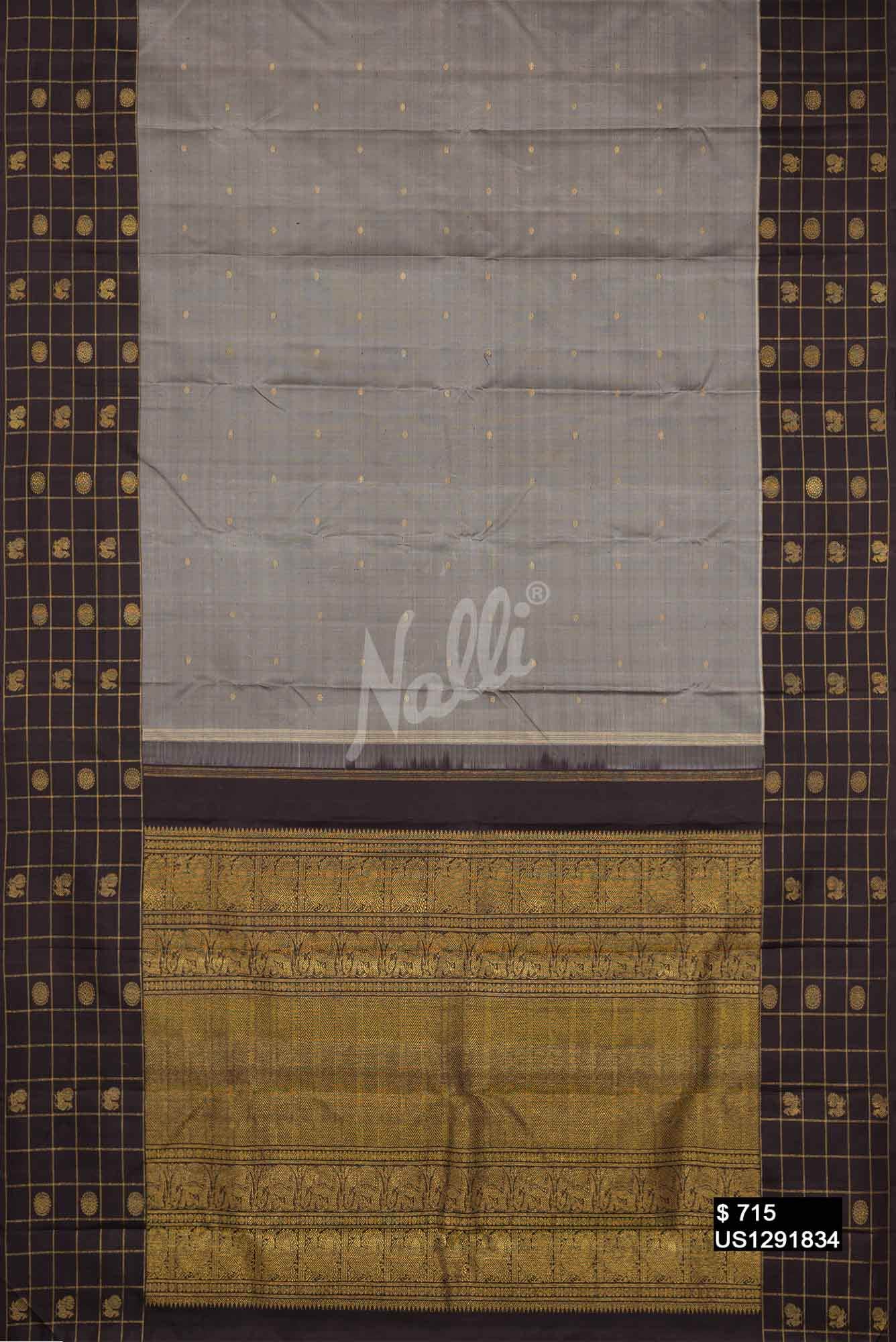 Grey Kanchipuram Silk Saree