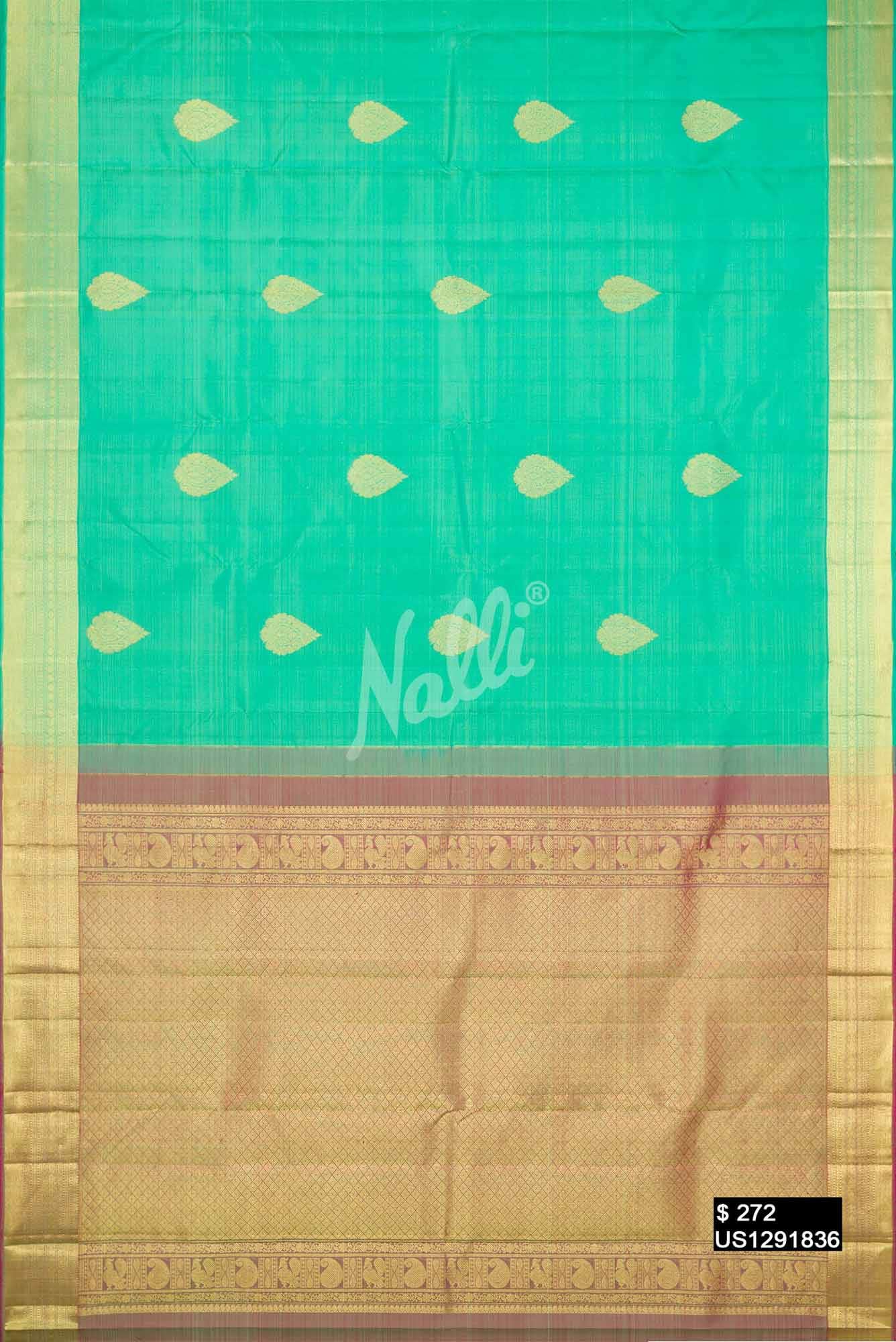 Sea Green Kanchipuram Silk Saree