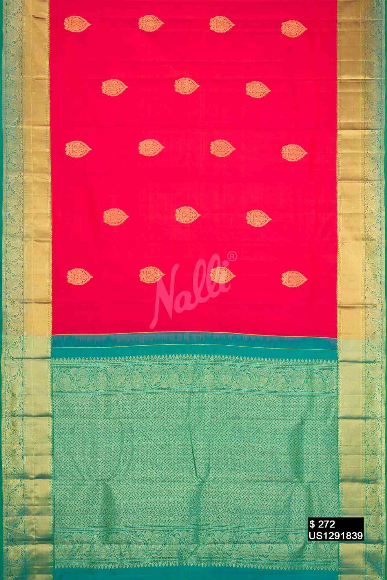 Coral Kanchipuram Silk Saree