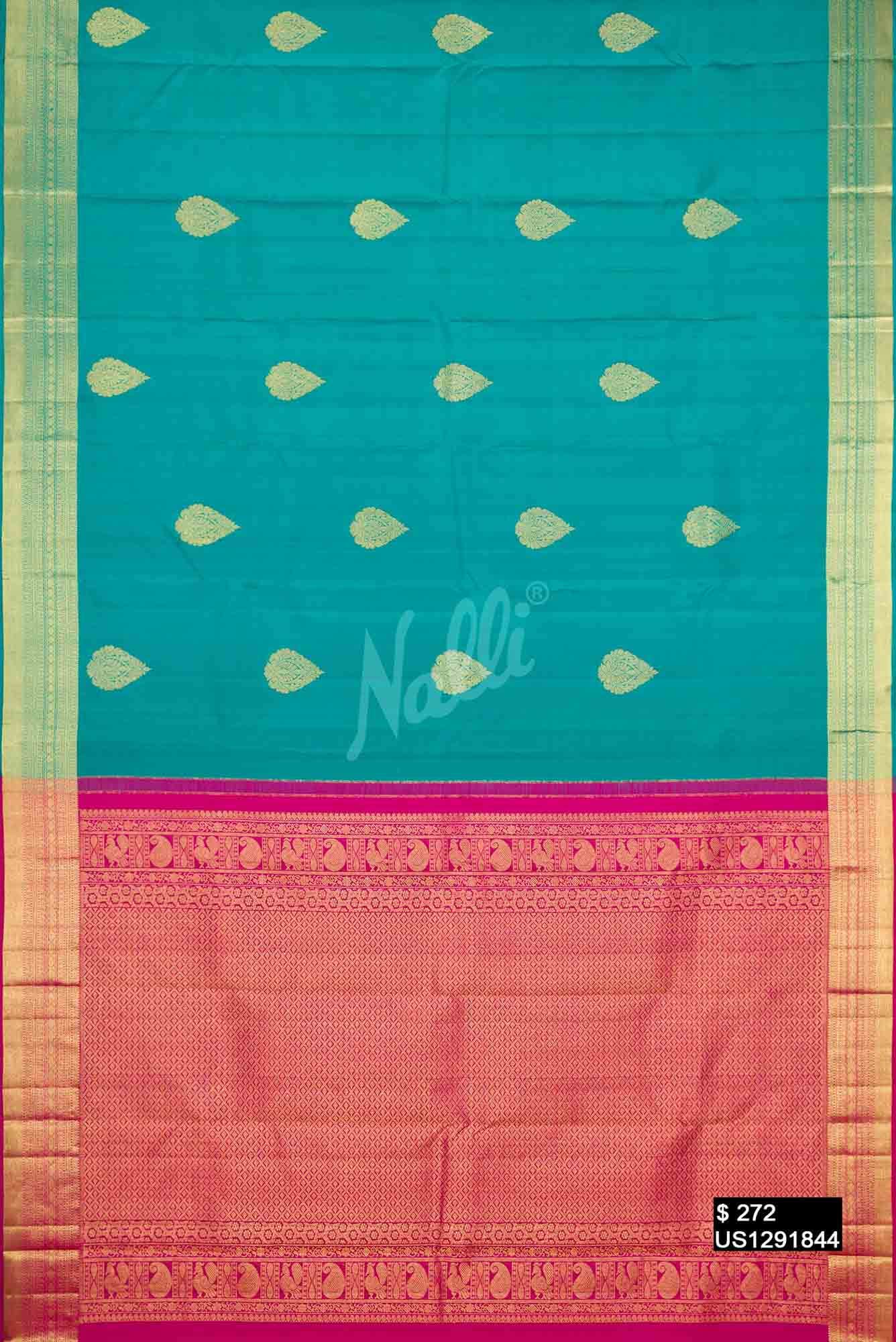 Peacock Blue Kanchipuram Silk Saree