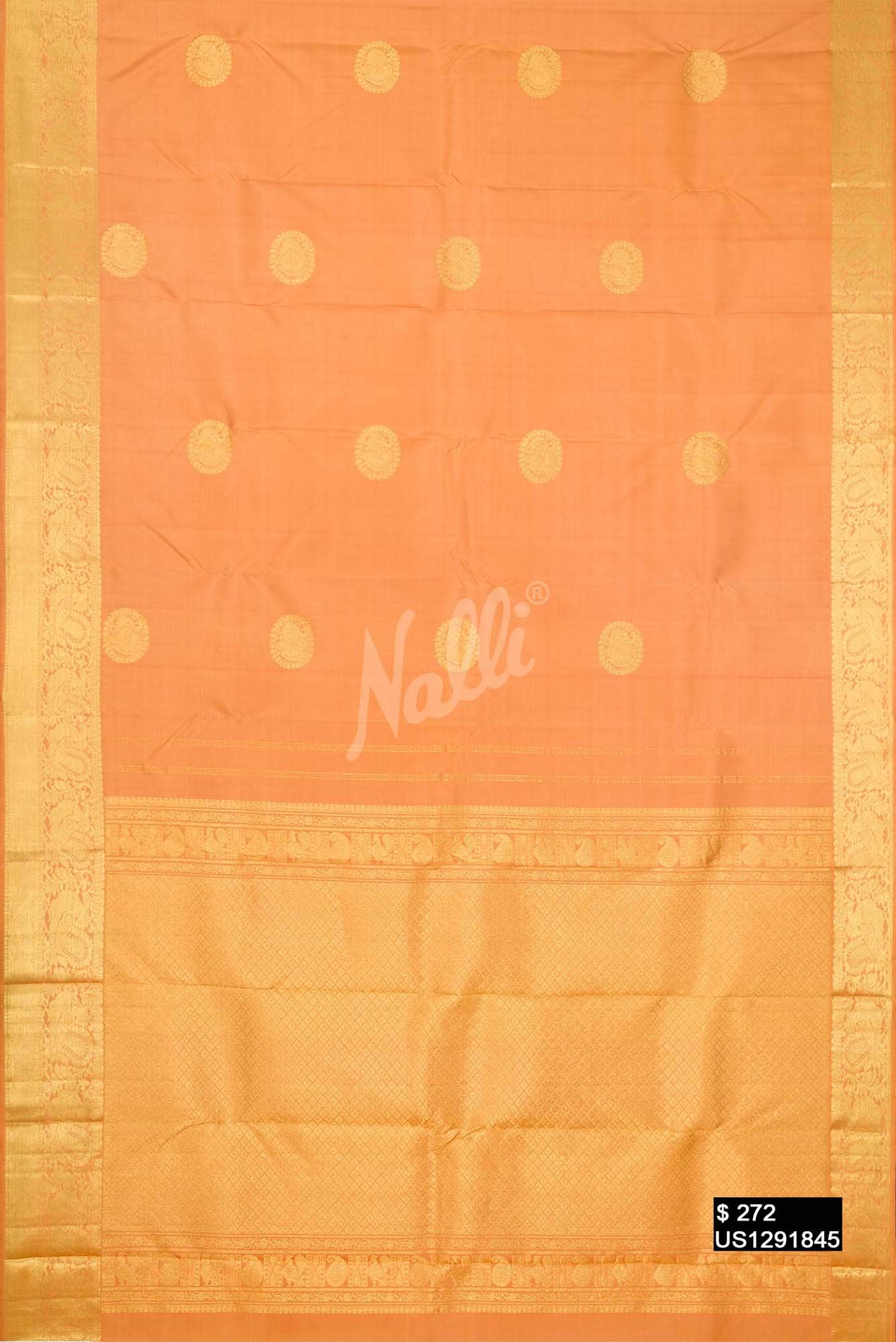 Golden Peach Kanchipuram Silk Saree
