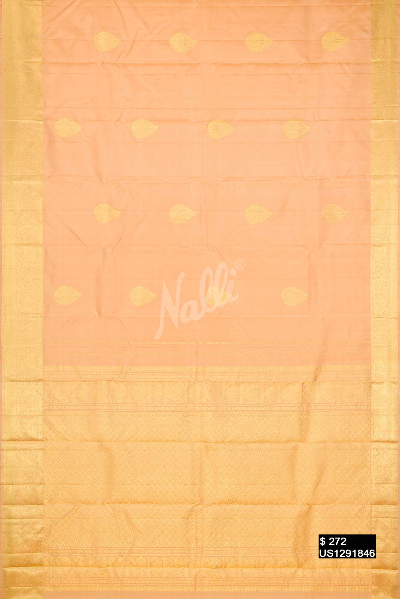 Golden Peach Kanchipuram Silk Saree