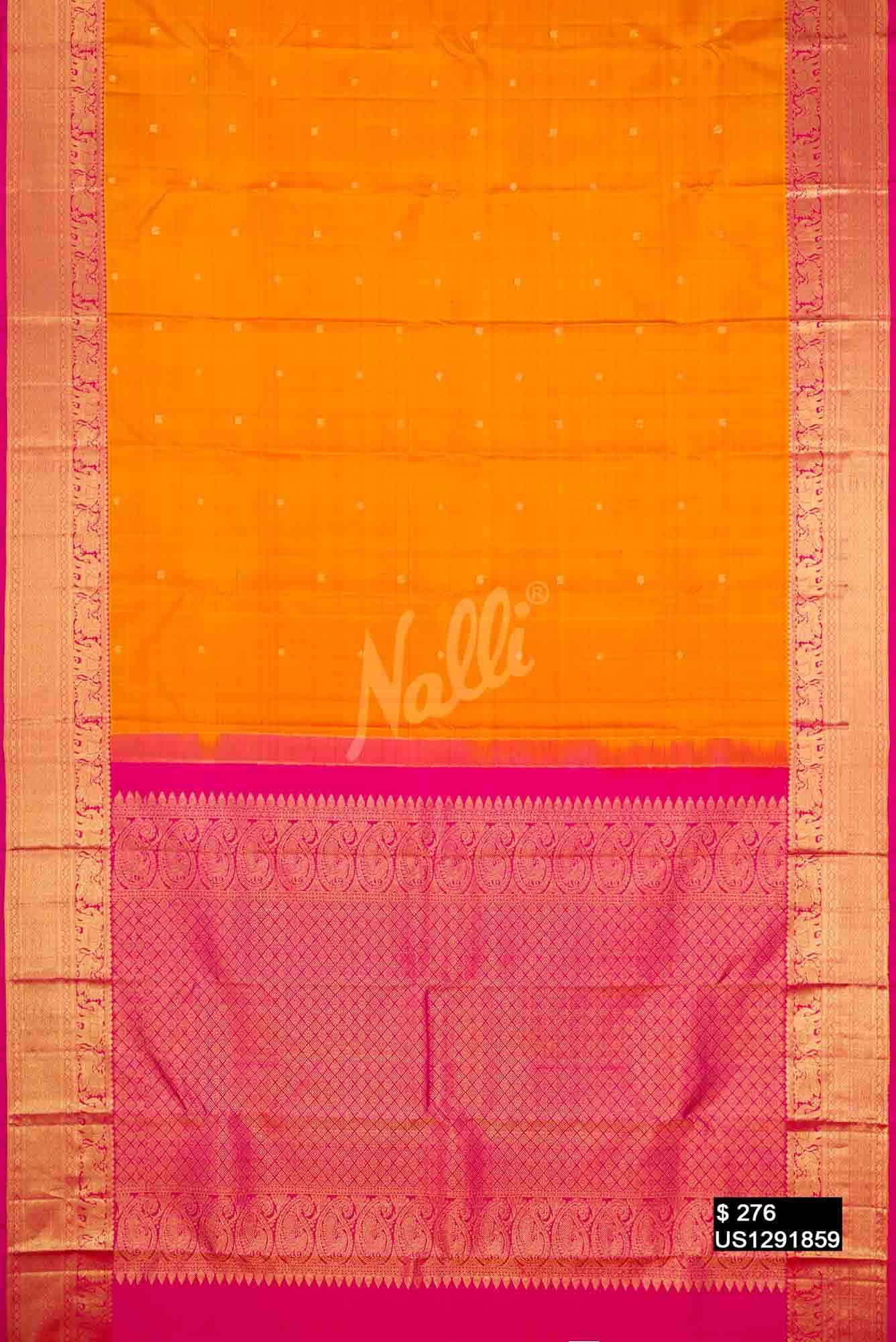 Mustard Kanchipuram Silk Saree