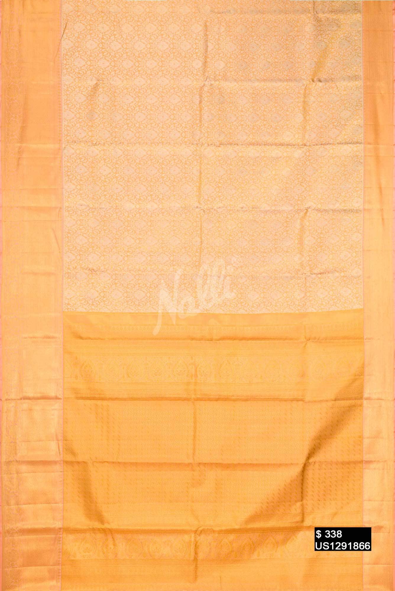 Peach Kanchipuram Tissue Silk Saree