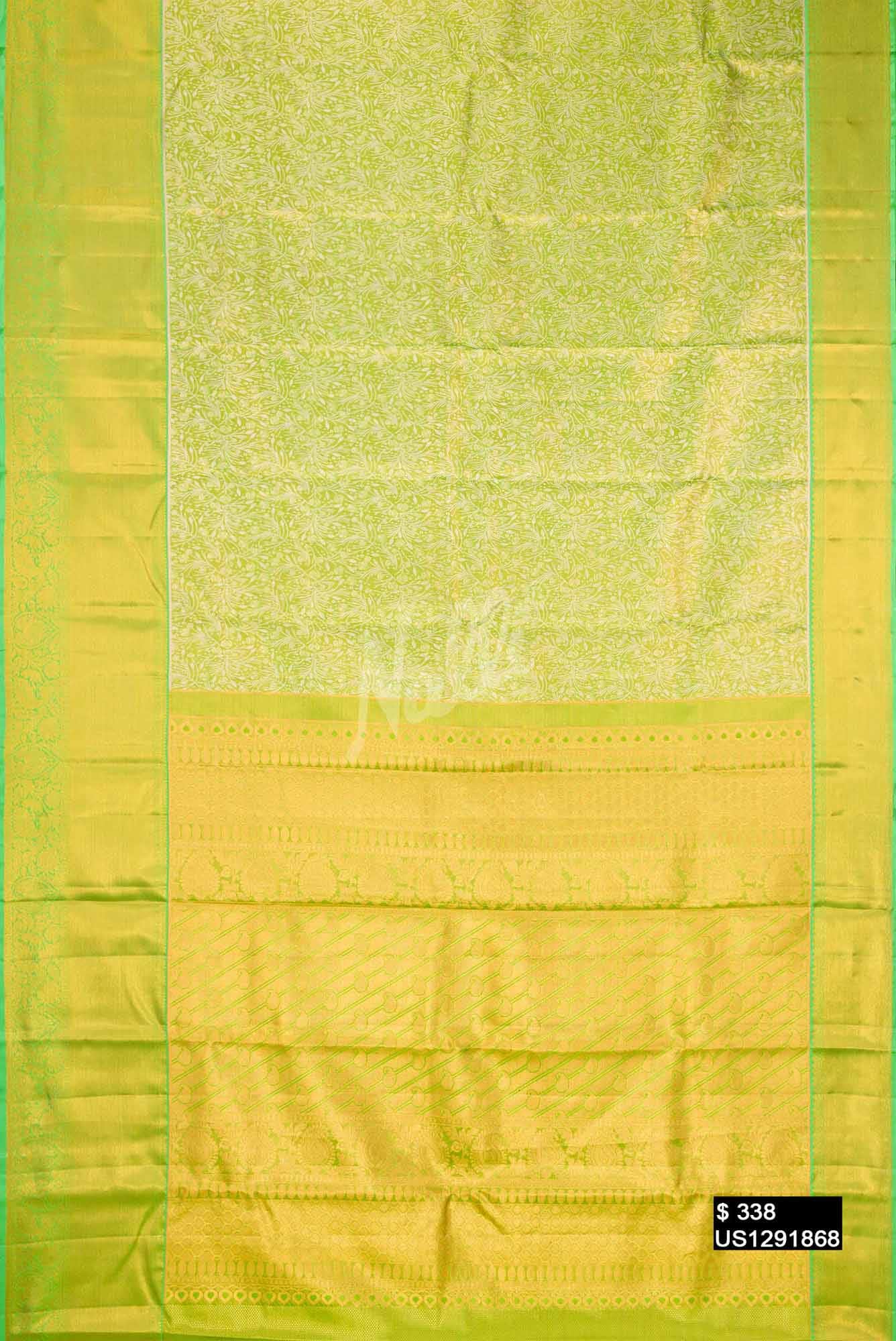 Parrot Green Kanchipuram Tissue Silk Saree