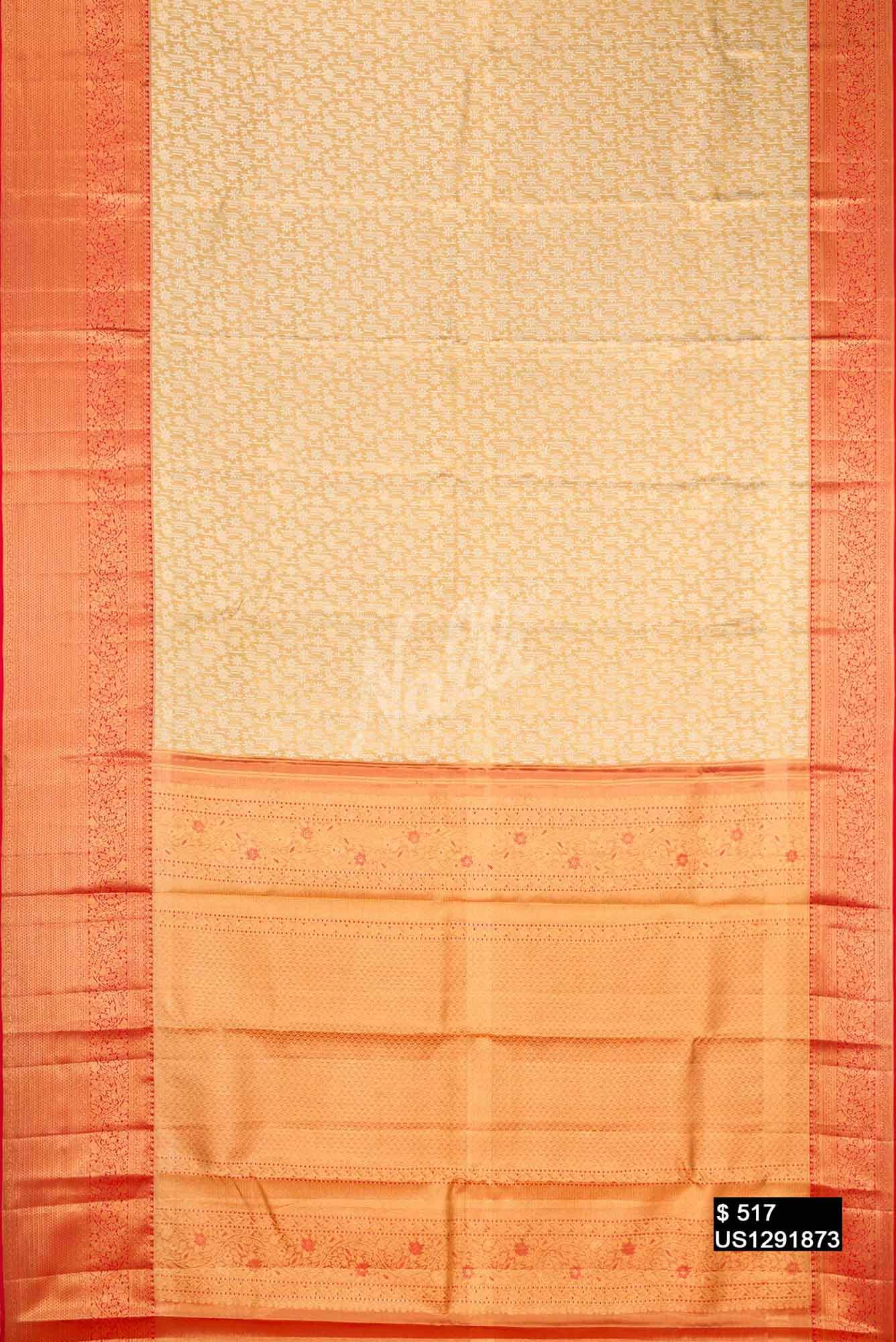 Sandal Kanchipuram Tissue Silk Saree