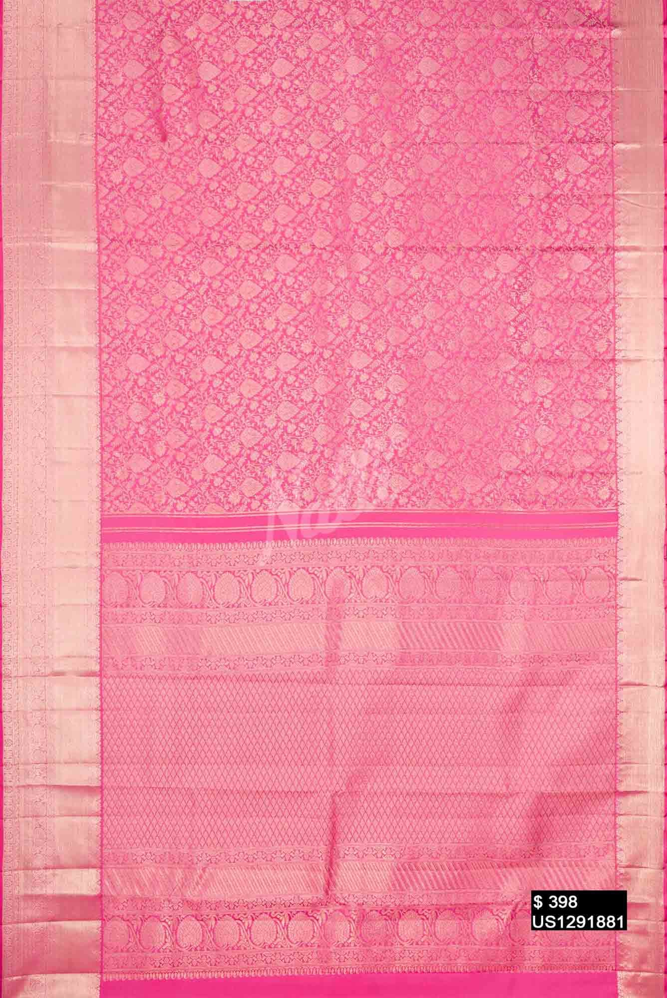 Rose Pink Kanchipuram Silk Saree